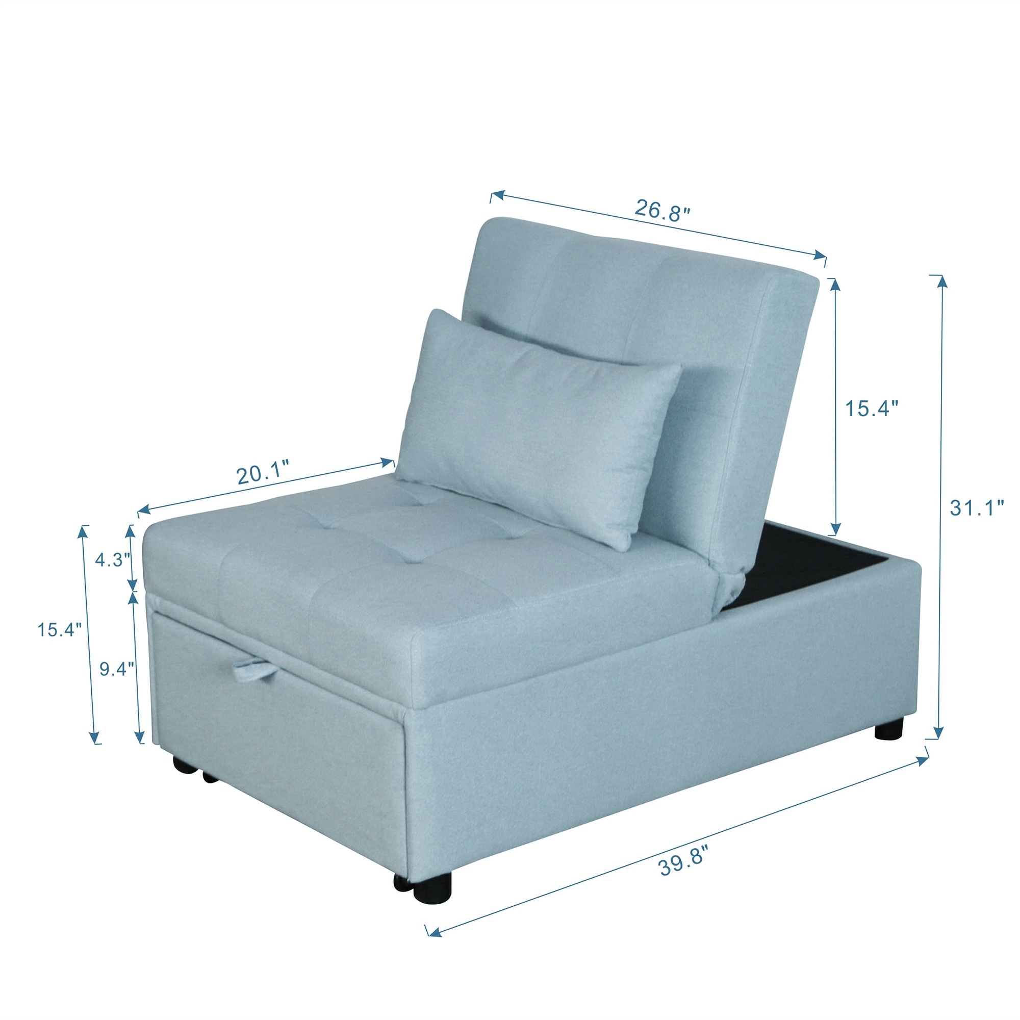 70.90" Single Sofa with Storage for Living Room, Apartment, Office, Collapsible Back Sofa, Armless Sofa, Sleeper Sofa