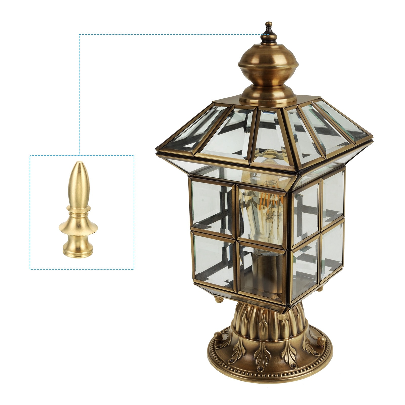 2set 2.1" Tall Brass Lamp Finials Lamp Shade Decoration Screw Cap Knob - Brass Tone