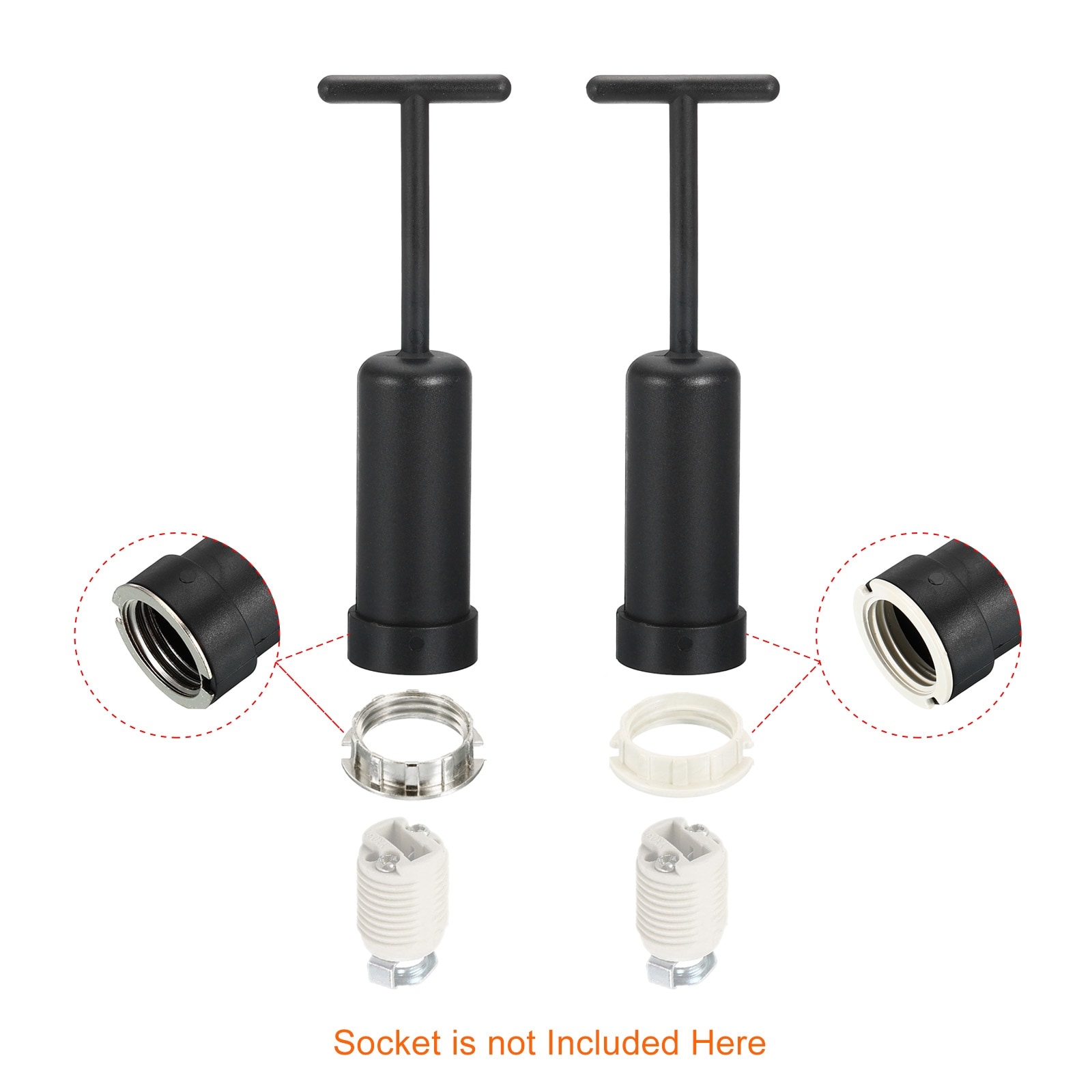 4pcs G9 Light Socket Ring Lamp Shade Holder Ring with 1pcs Removal Tool Set - Black, Silver Tone, White