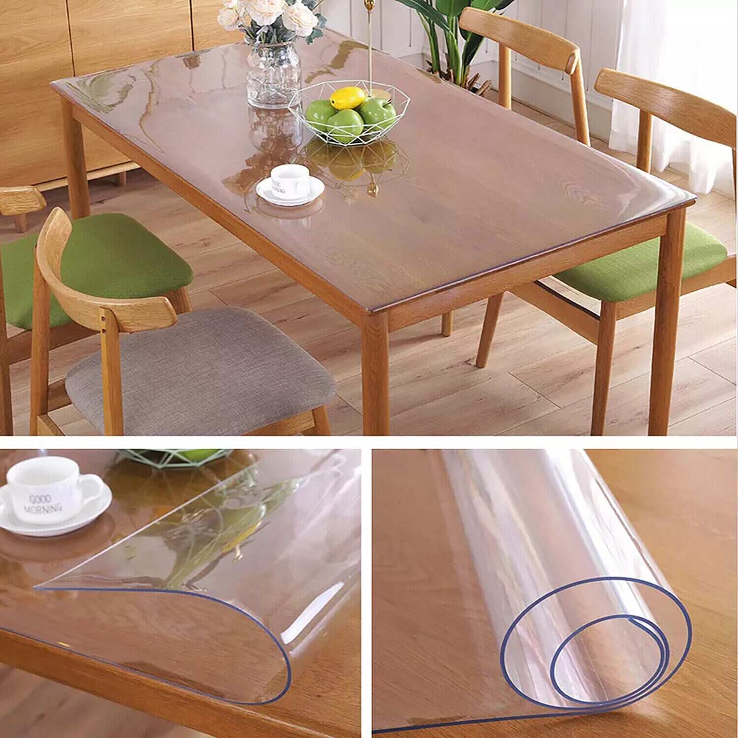 49 Gauge (0.49mm Thick) - 13 Yards Full Roll Premium Clear Plastic Vinyl Table Cover Protector