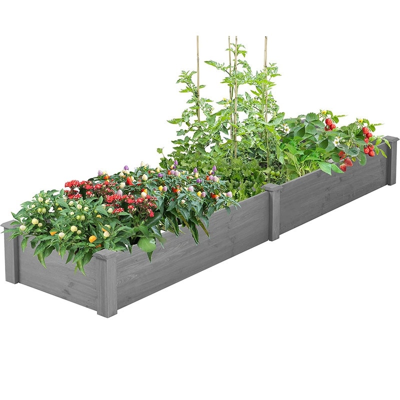 8 Feet Outdoor Wooden Garden Bed Planter Box Kit for Vegetables Fruits - 96x28x10''