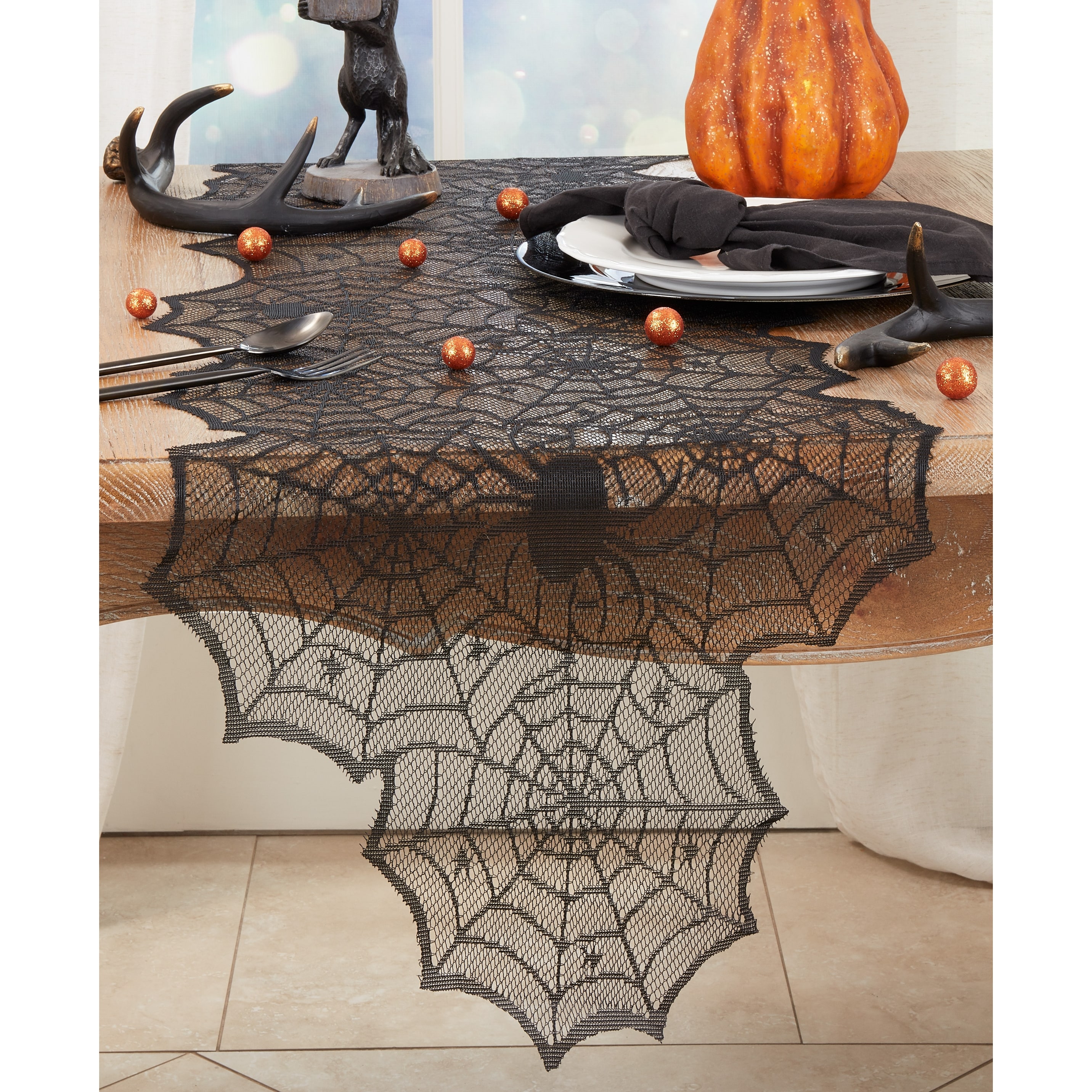 Ghostly Charm Spiderweb Net Table Runner - 18" x 72"