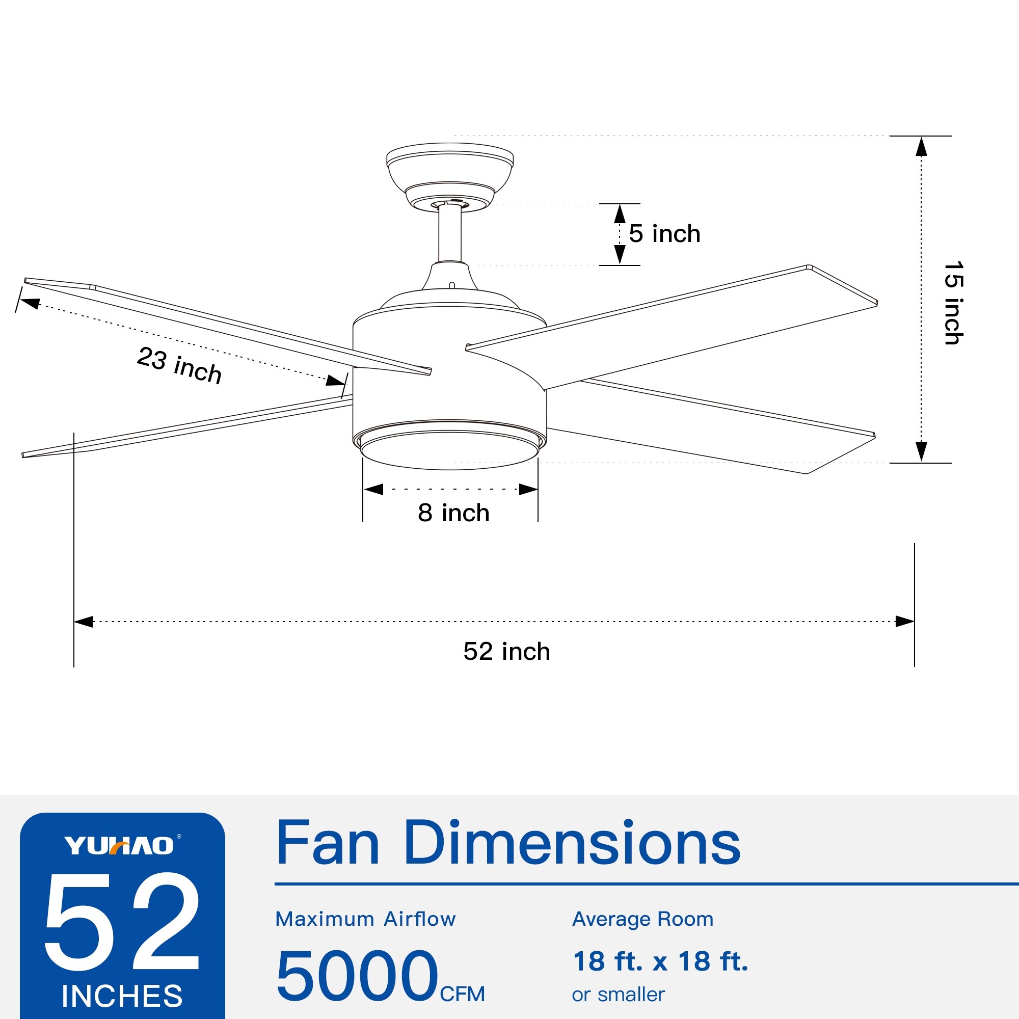 52 in. Integrated LED Indoor Black Ceiling Fan with 5 ABS Blades