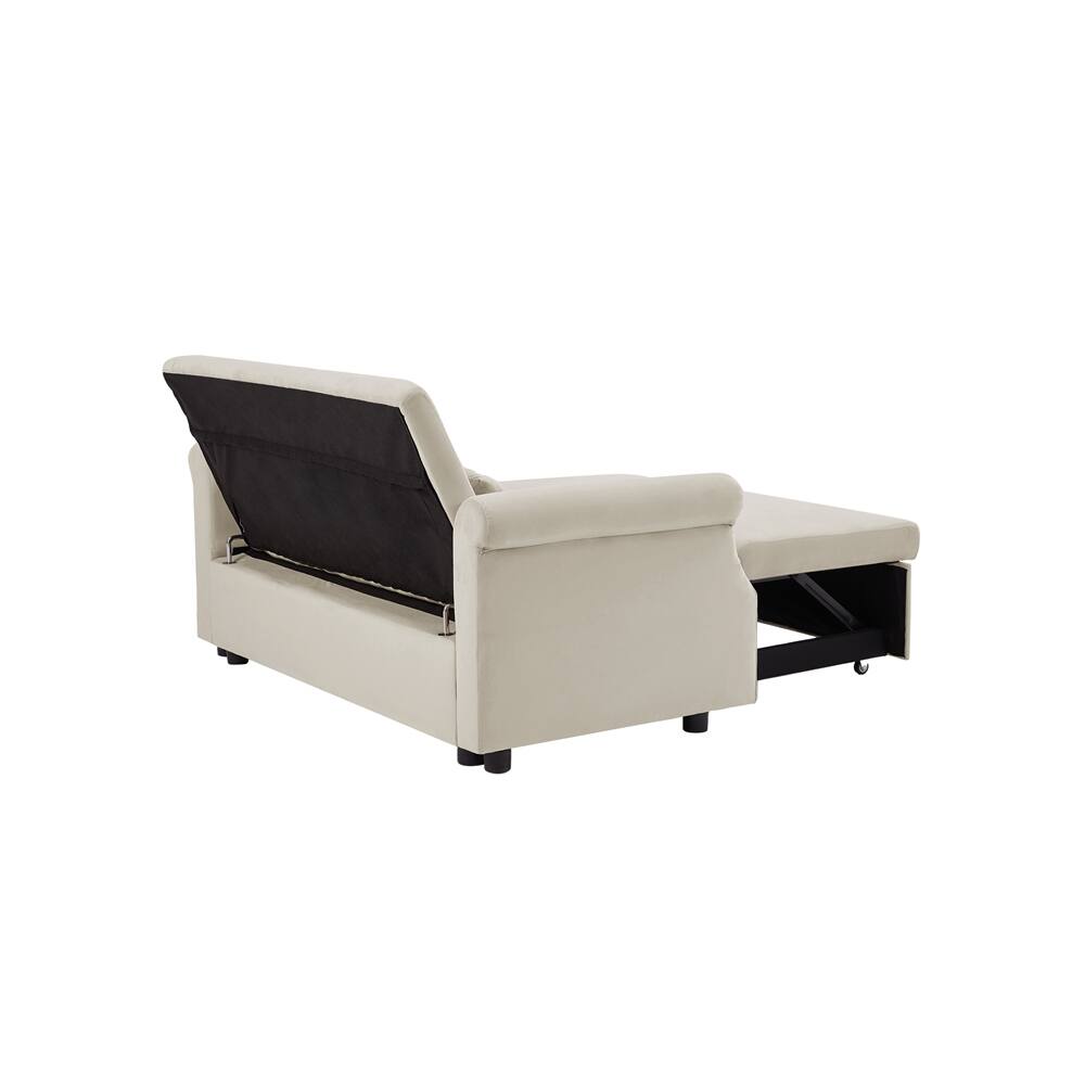 Modern Velvet Convertible Sleeper Sofa w/ Adjustable Pull-Out Bed