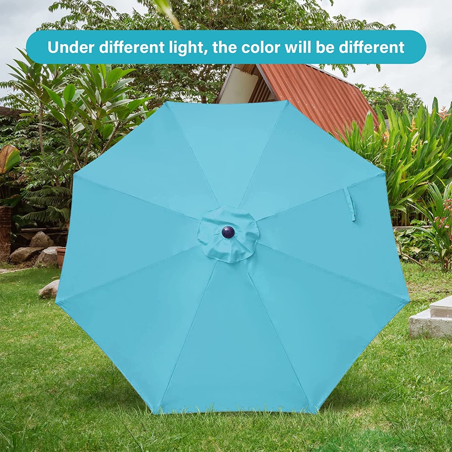 Simple Deluxe 9' Outdoor Patio Umbrella with Push Button Tilt/Crank, 8 Sturdy Ribs for Garden, Backyard, Pool