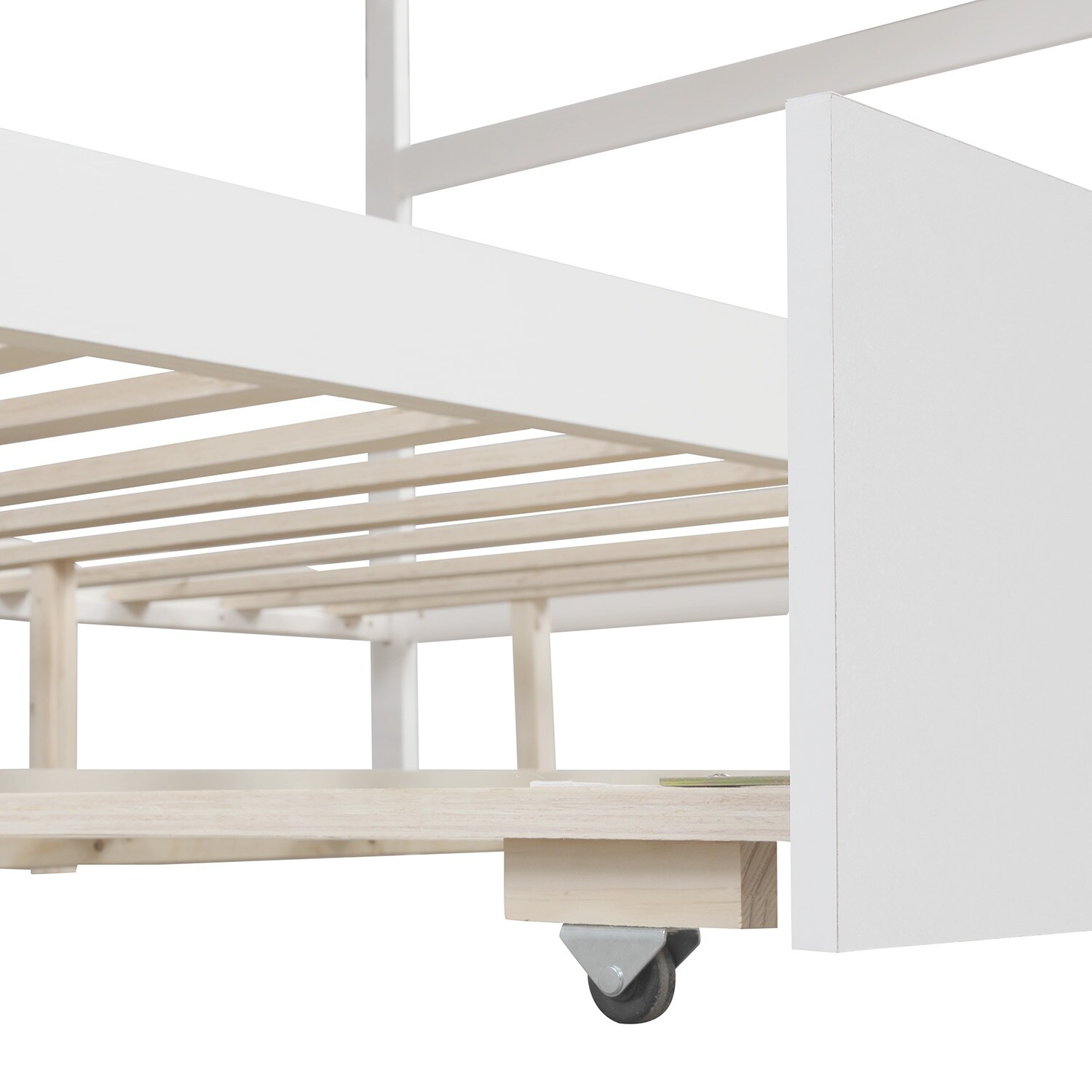 Full over Full Bunk Bed with Twin Size Trundle (White)
