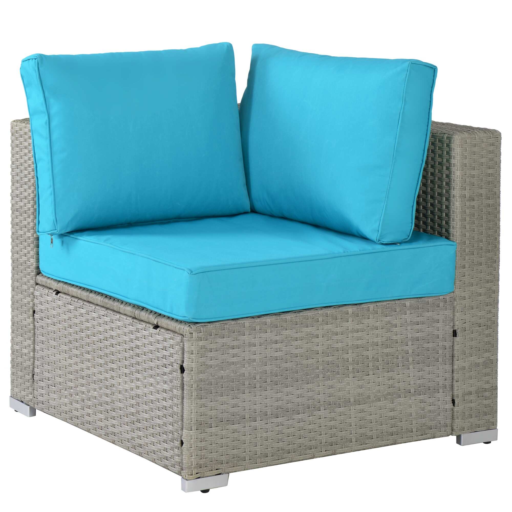 Outdoor Garden Patio Furniture Sofa Set with Cushions and Tempered Glass Countertop Table