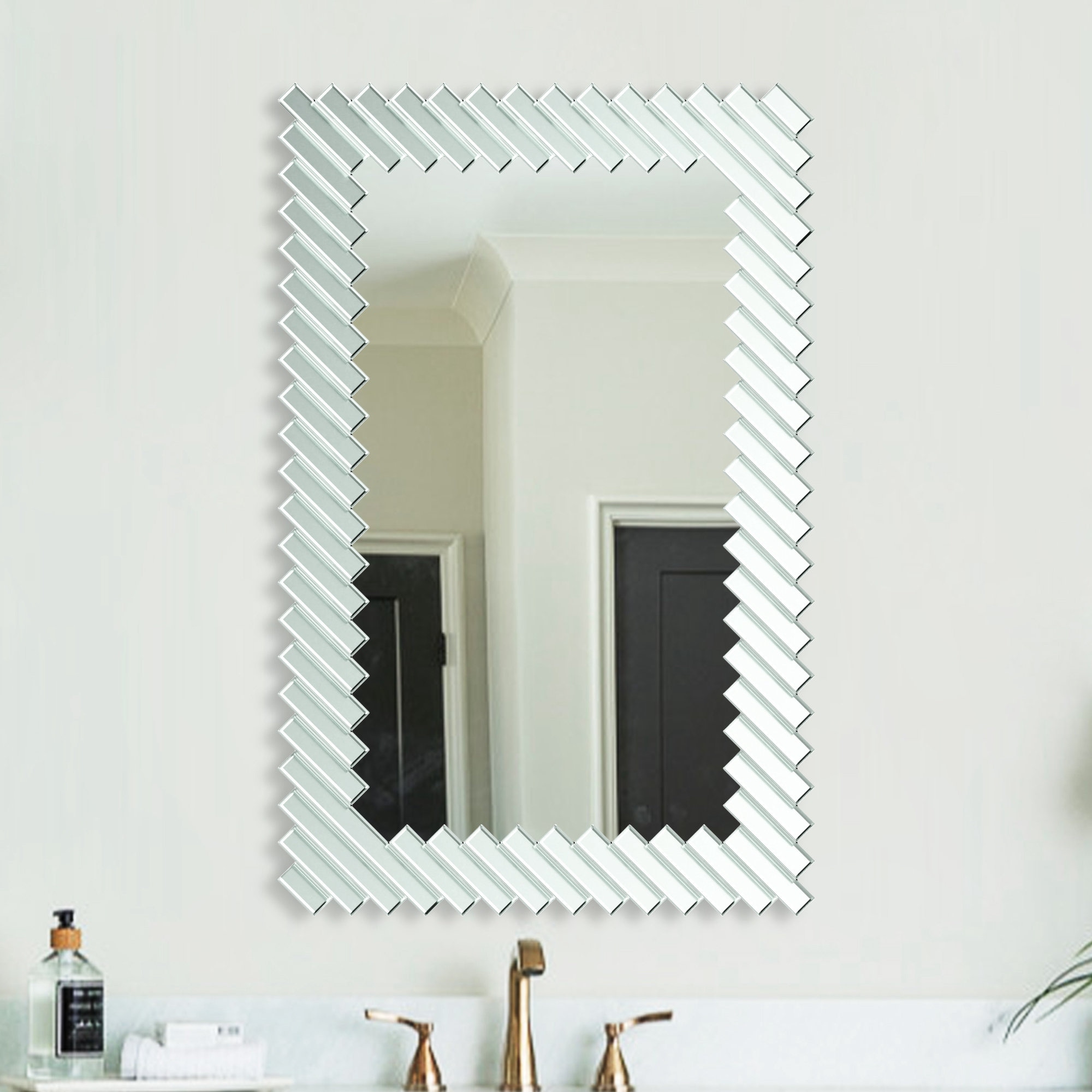 Modern Silver Rectangular Bathroom Vanity Wall Mirror - 26.8" W x 39.3" H