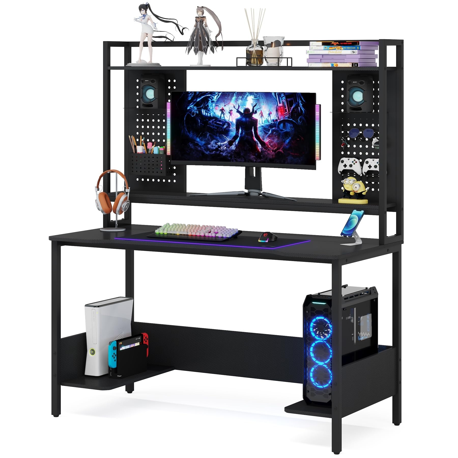 55 Inch Large Gaming Computer Desk withHutch and Monitor Stand