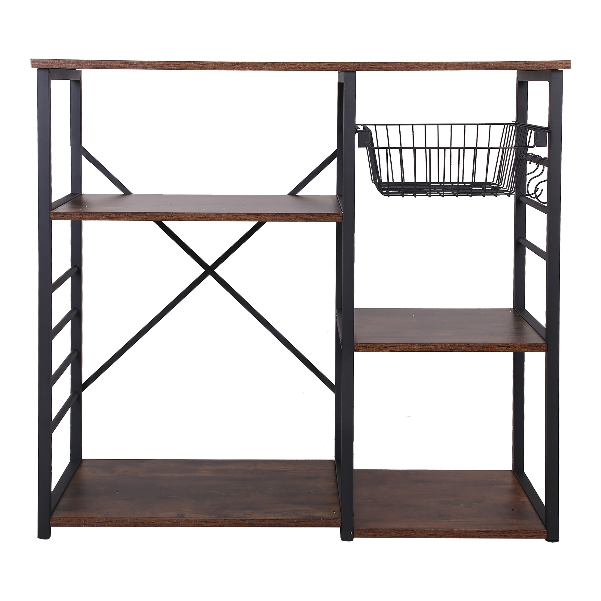Wood and Metal Bakers Rack with 4 Shelves
