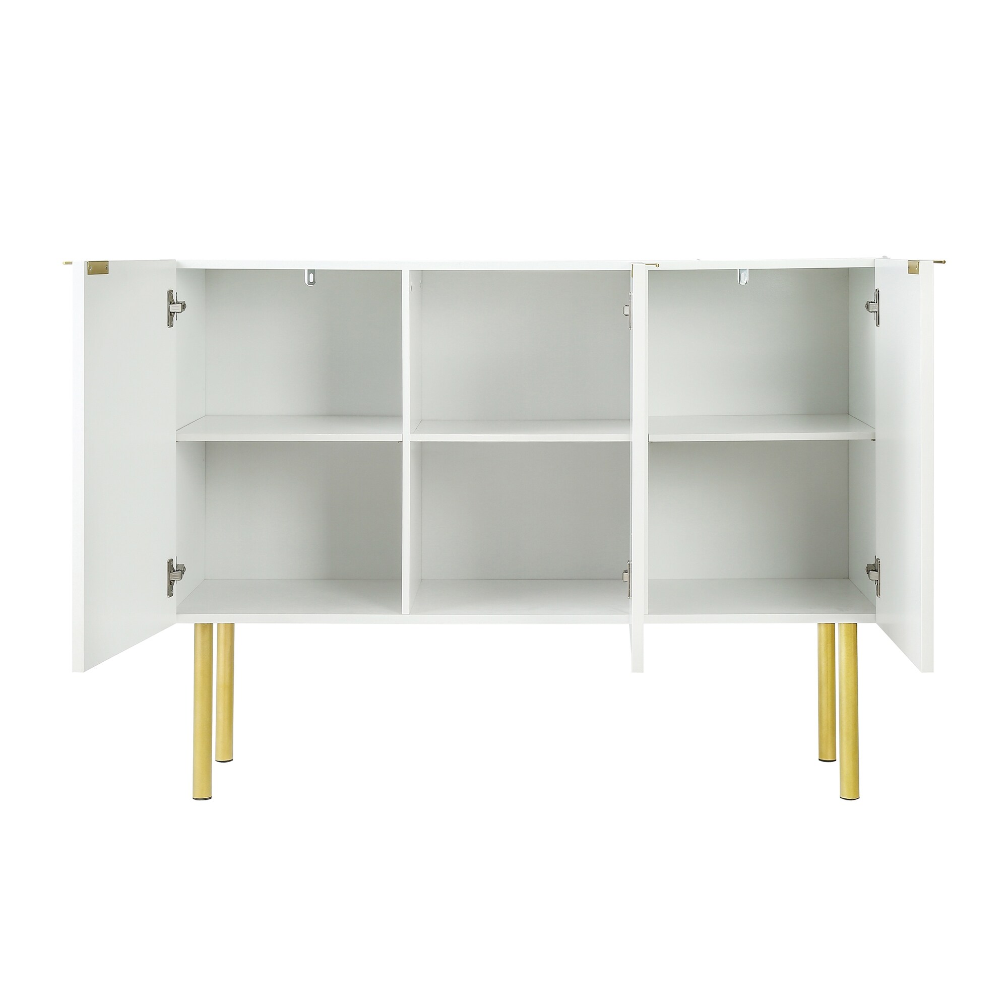 Modern Simple & Luxury Style Sideboard Particle Board & MDF Board Cabinet with Gold Metal Legs & Handles, Adjustable