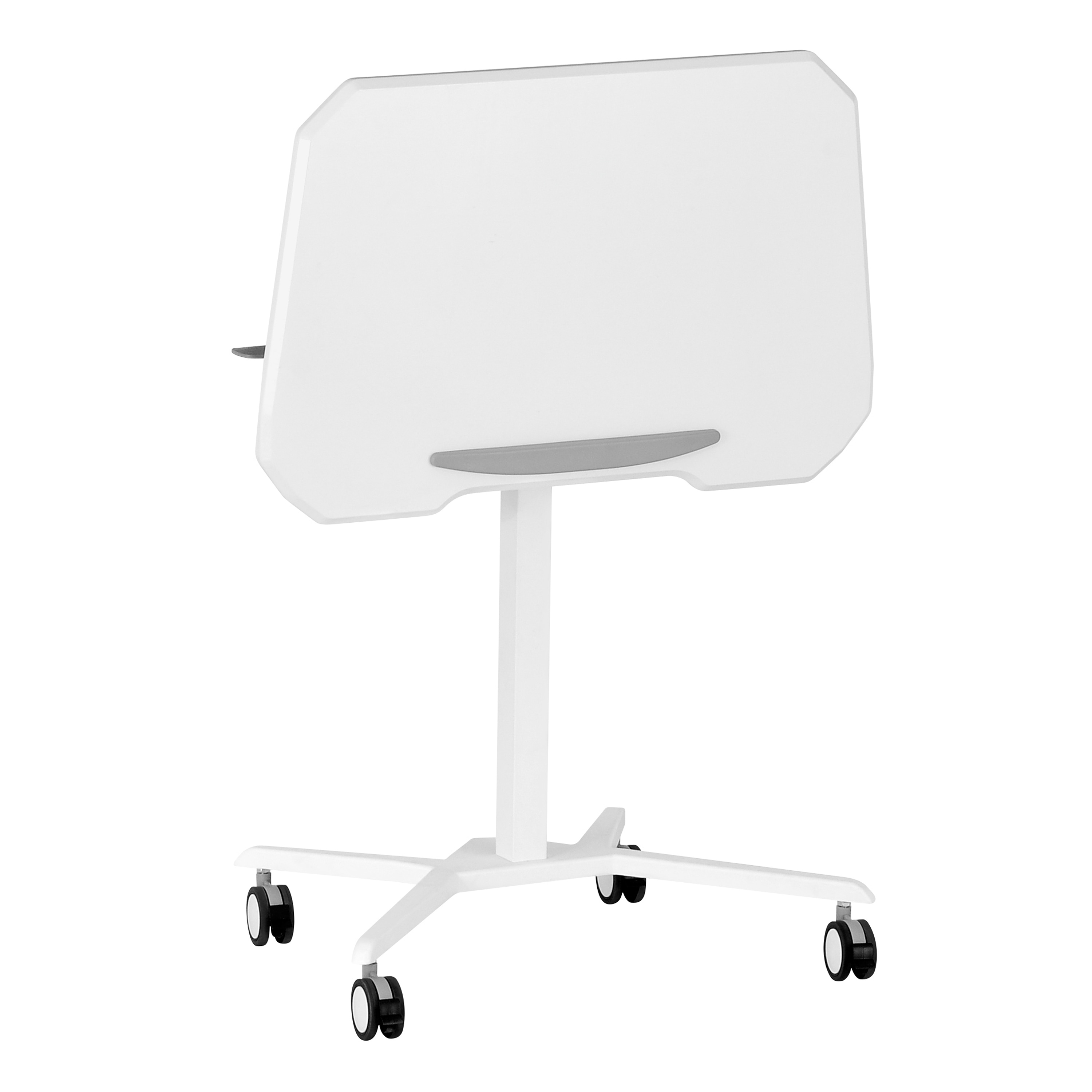 White Sit to Stand Mobile Laptop Computer Stand with Height Adjustable and Tiltable Tabletop,Easy to Assemble