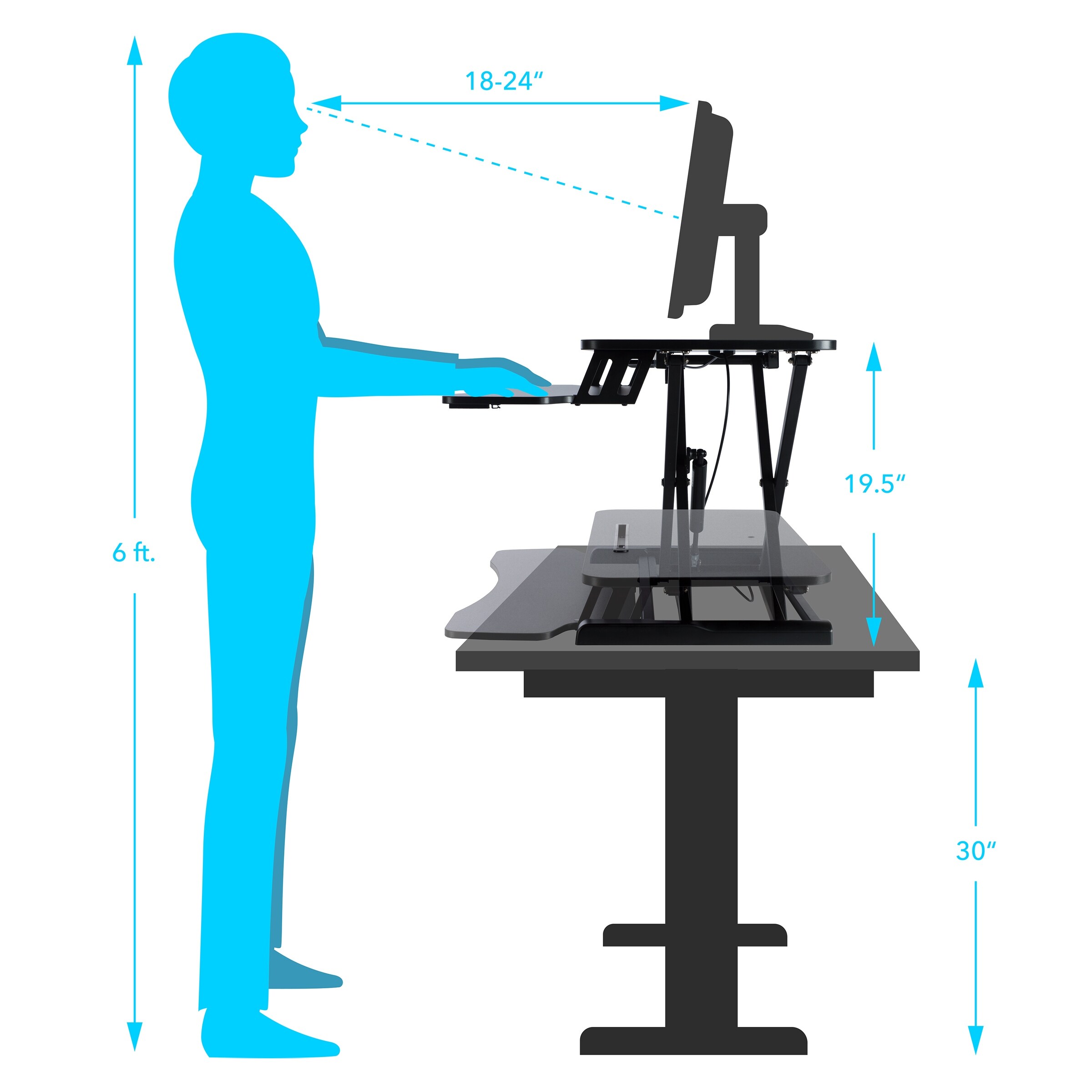 Height Adjustable Large Standing Desk Converter, Desktop Riser,Easy to Carry, for Working People Ect