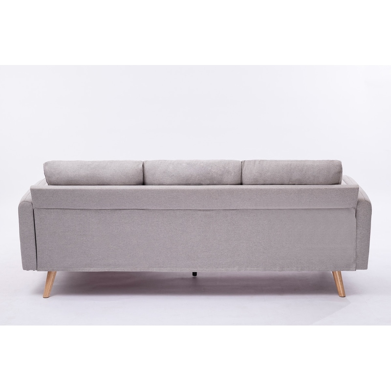 84.6 Inch Dark Gray Cotton Sofa With Footstool Can Be Left And Right Interchangeable And Double Armrests
