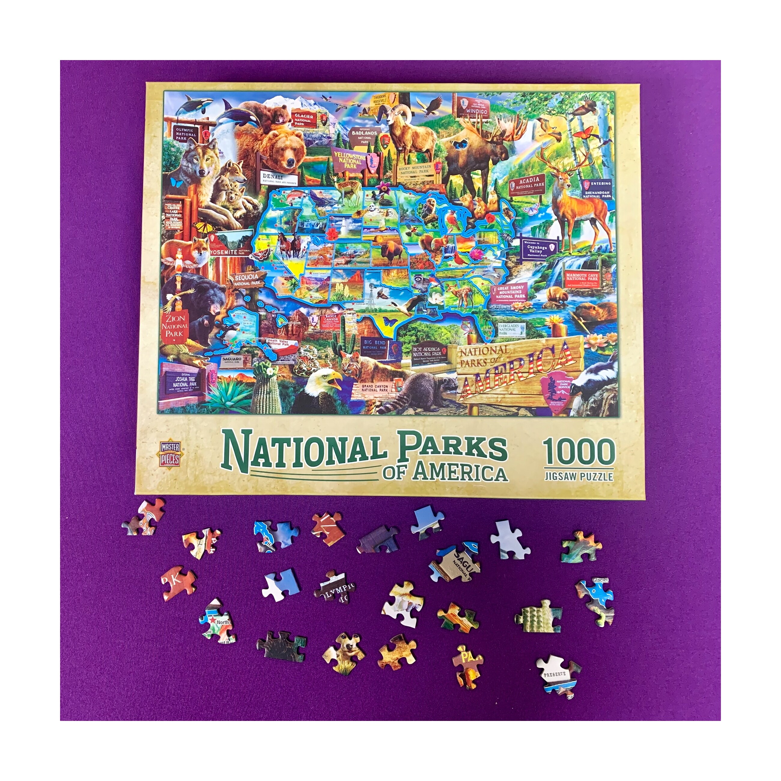 National Parks of America - Map Puzzle - 1000 Pcs - N/A