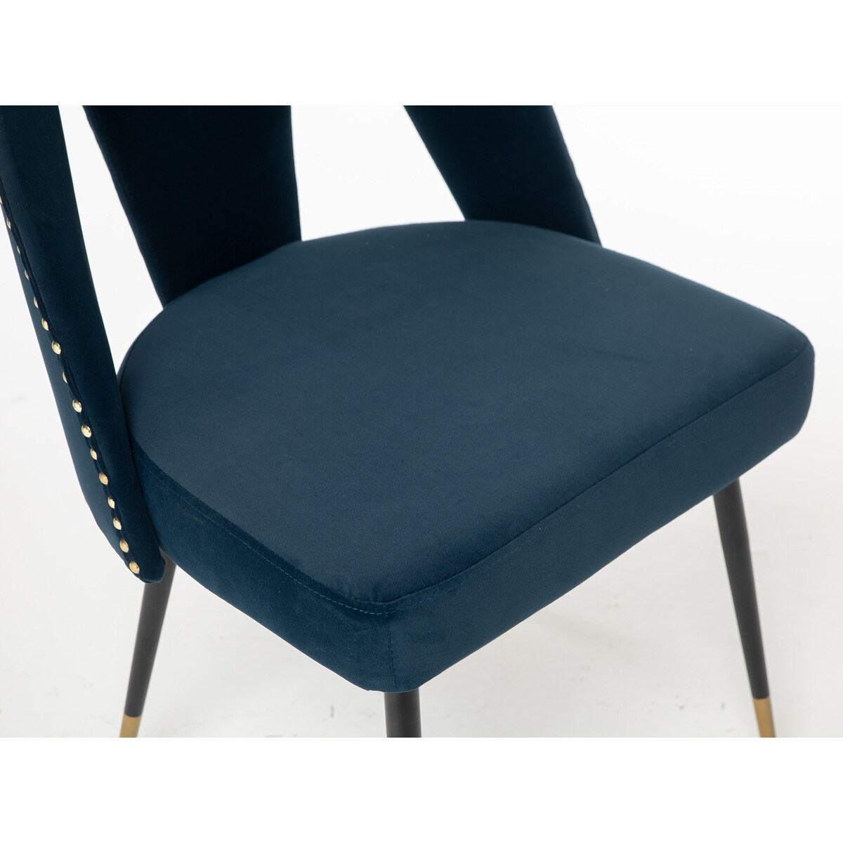 Velvet Upholstered Dining Chair with Nailheads,Set of 2