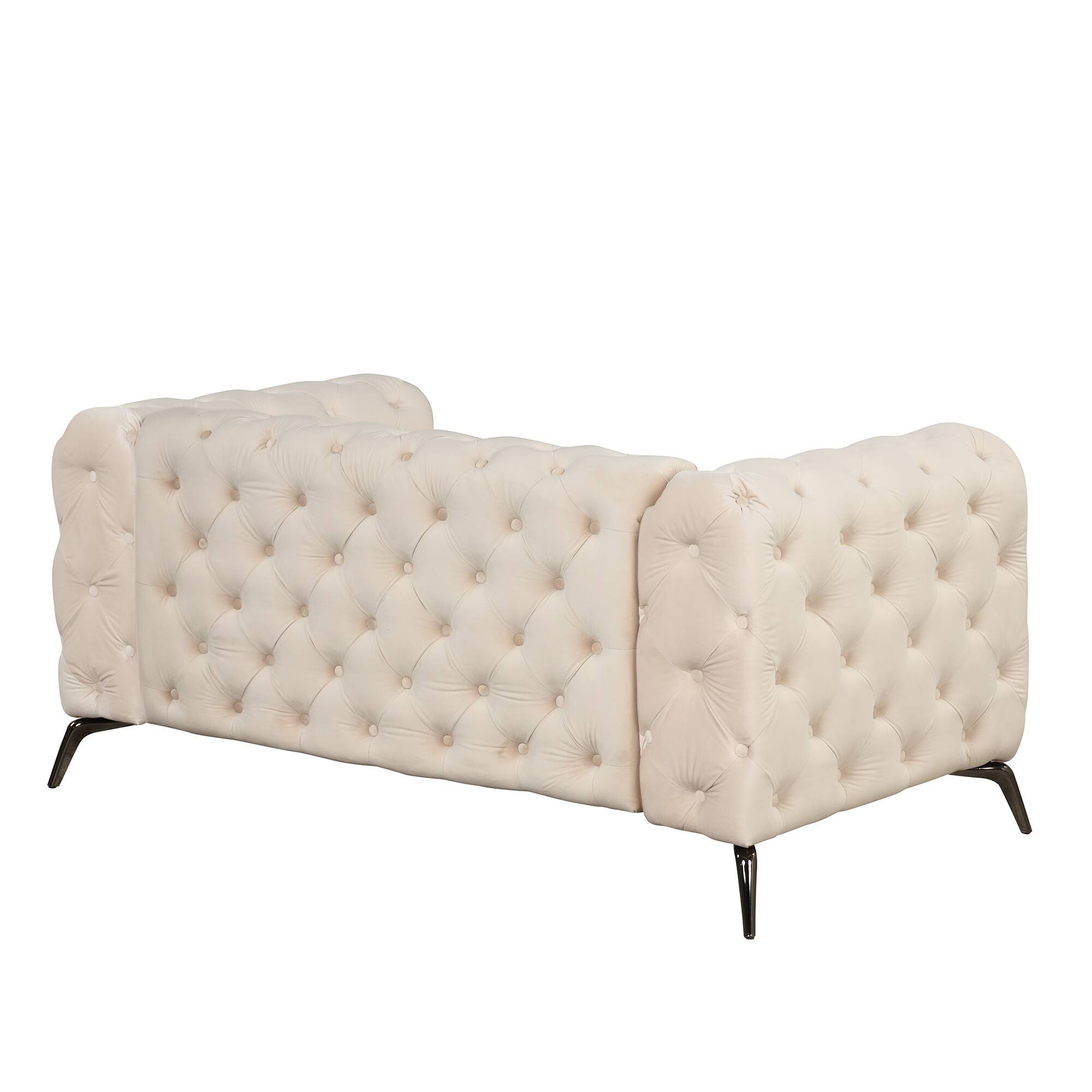 Velvet Upholstered Loveseat Sofa, Modern Loveseat Sofa with Button Tufted Back, 2 Person Loveseat Sofa Couch