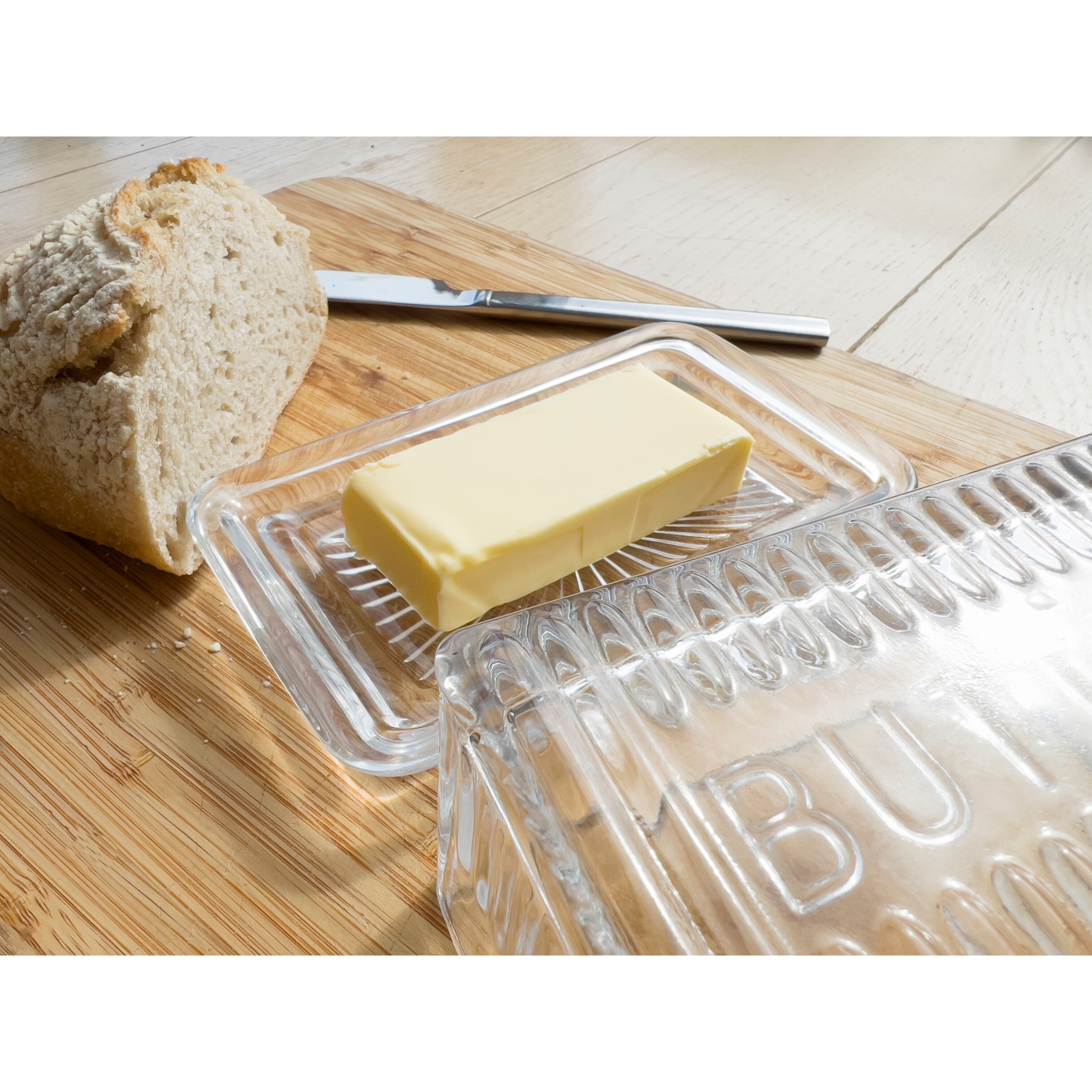 Amici Home Classic Glass Butter Dish - 7" length