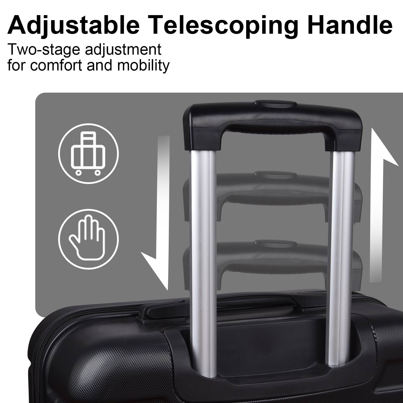 3 Piece Luggage Suitcase Hardside Spinner Luggage Sets 20"/24"/28", Black