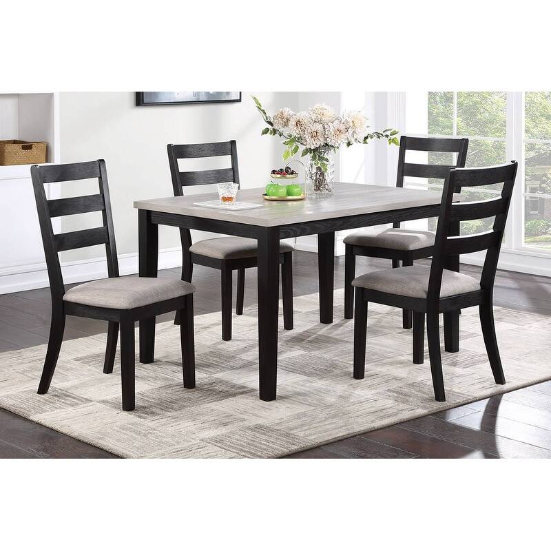 Classic Stylish 5pc Dining Set Kitchen Dinette Wooden Top Table and Chairs Cushions Seats Ladder Back Chair Dining Room