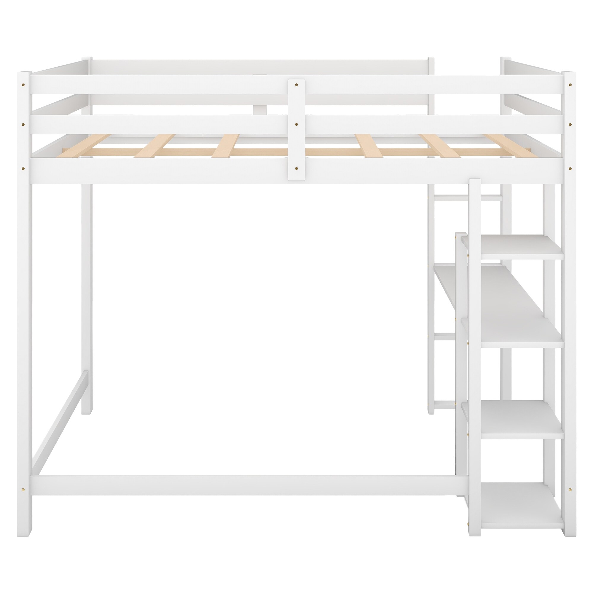 Full Loft Bed with Built-in Desk & Shelves
