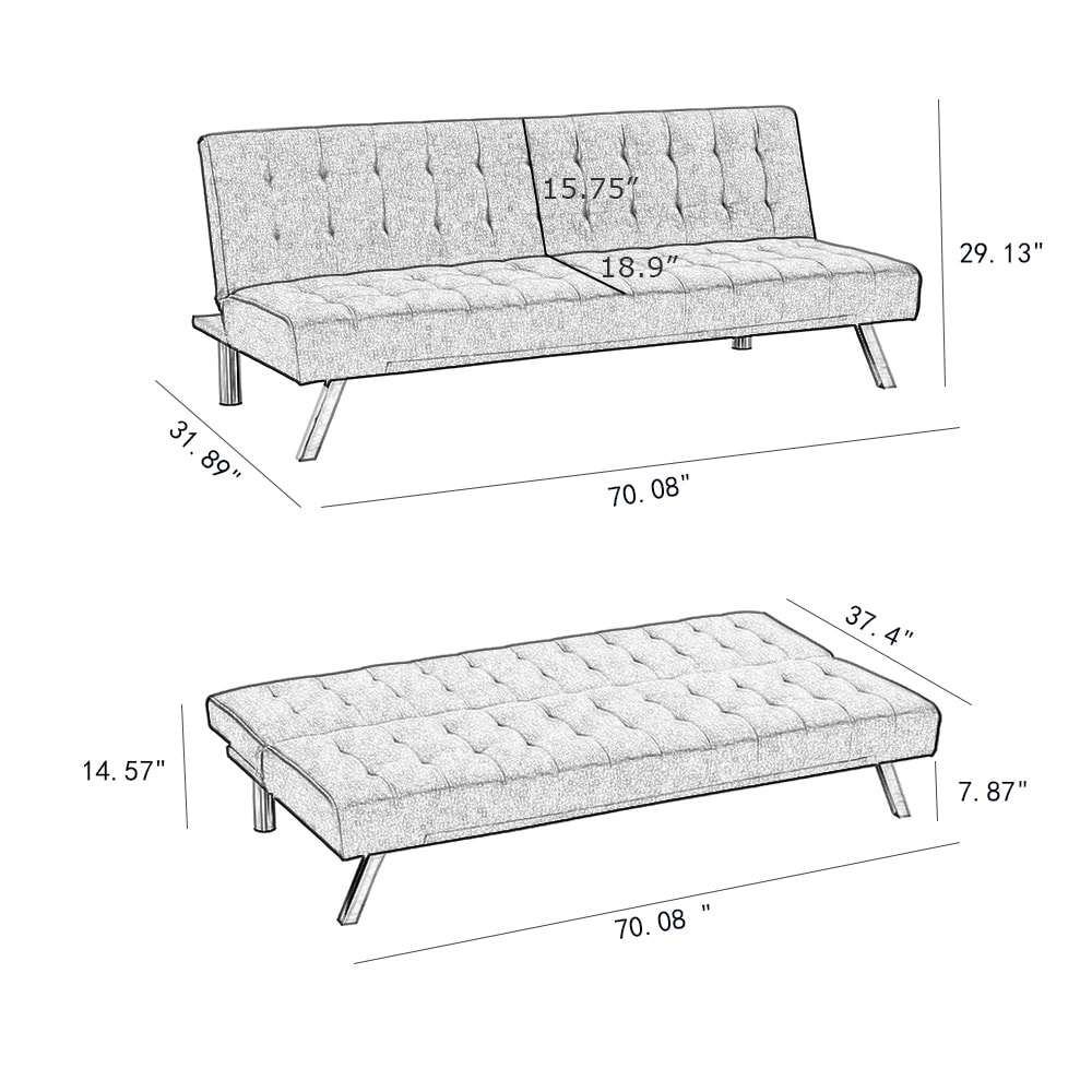 Convertible Futon Sofa Bed Upholstered Sofa Couch Sleeper