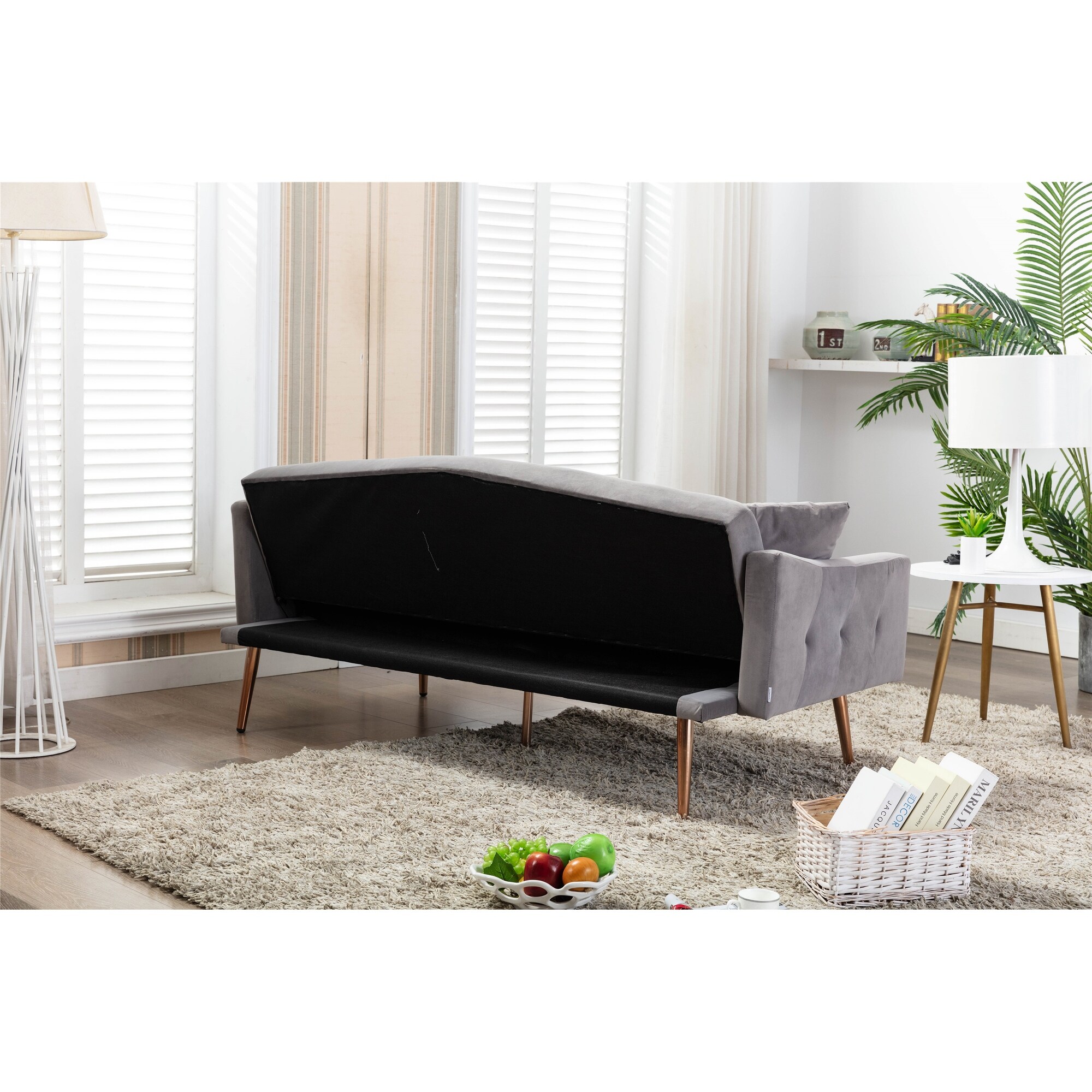 Modern Velvet Tufted Chaise Lounge Sofa