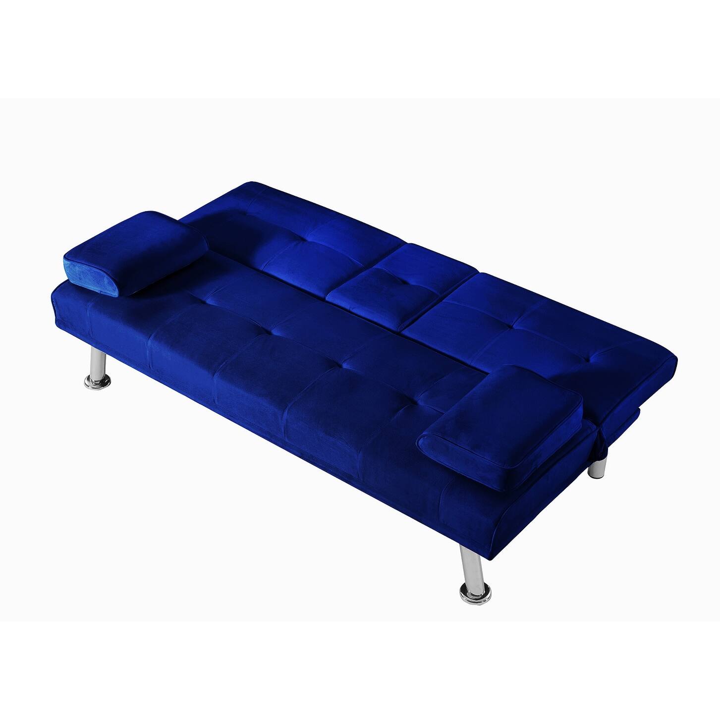 Velvet Convertible Folding Futon Sofa Bed ,Removable Armrests