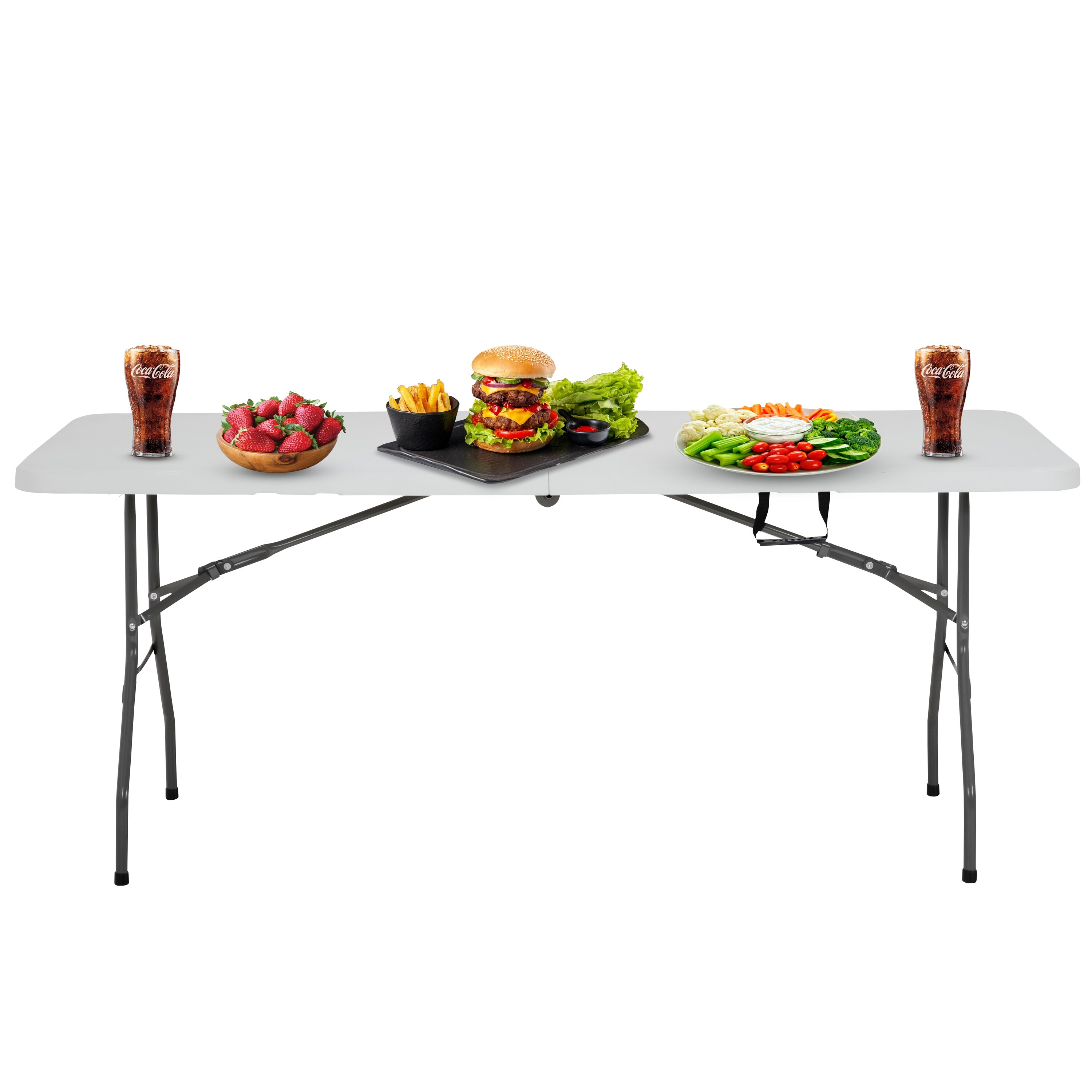 Roomus White 70 inch Portable Foldable Outdoor and Indoor Table by Furniture of America