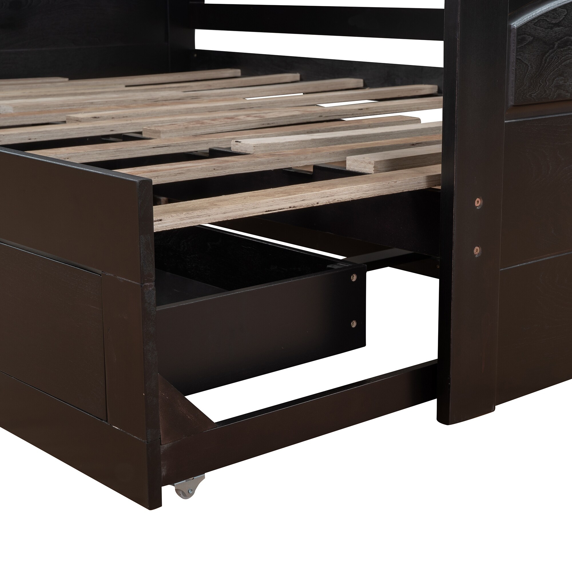 Daybed with Twin Size Trundle and Storage Drawers, Solid Wood Slats Support