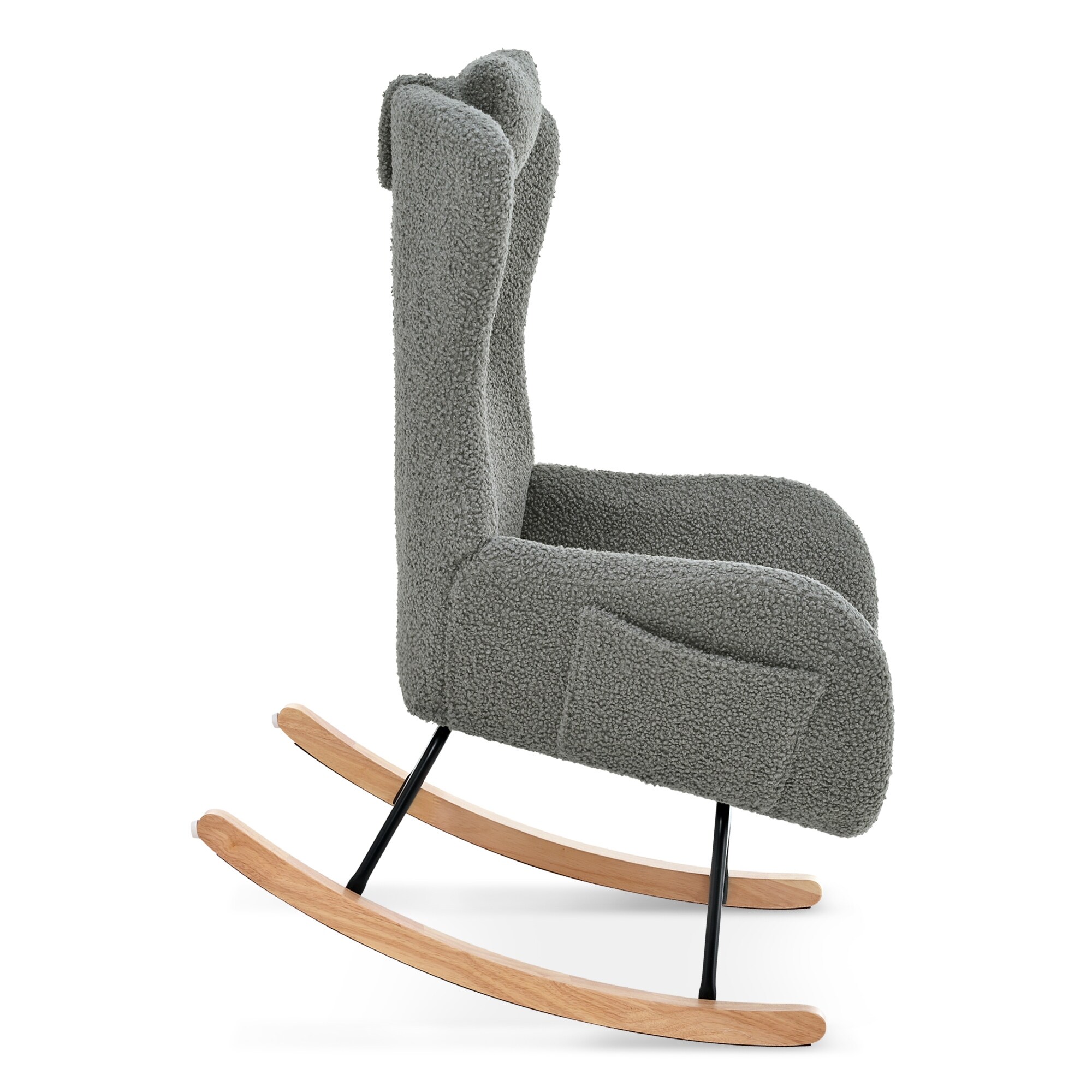 Fabric Rocking Chair with Anti-skid Pad Rubber Leg for Living Room and Bedroom, High Backrest Living Room Chairs with Cushion