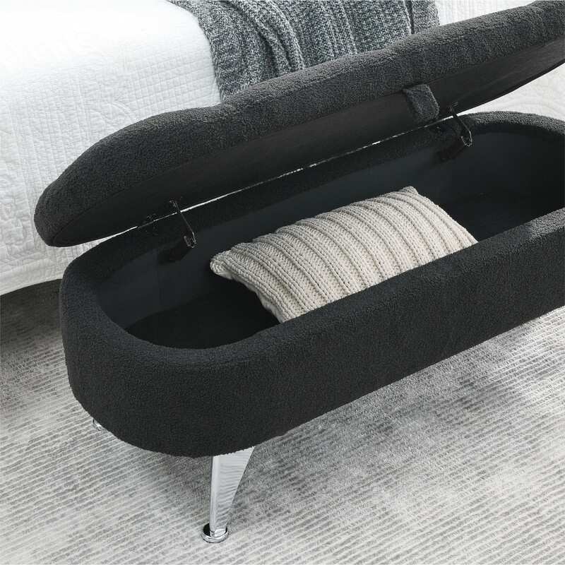Upholstered Fabric Storage Ottoman Bench,End of Bed Stool