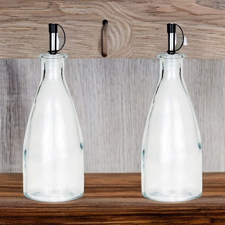 Amici Home Venus Oil Bottle with Pourer Set of 2 14 oz - Set of 2 14 Oz