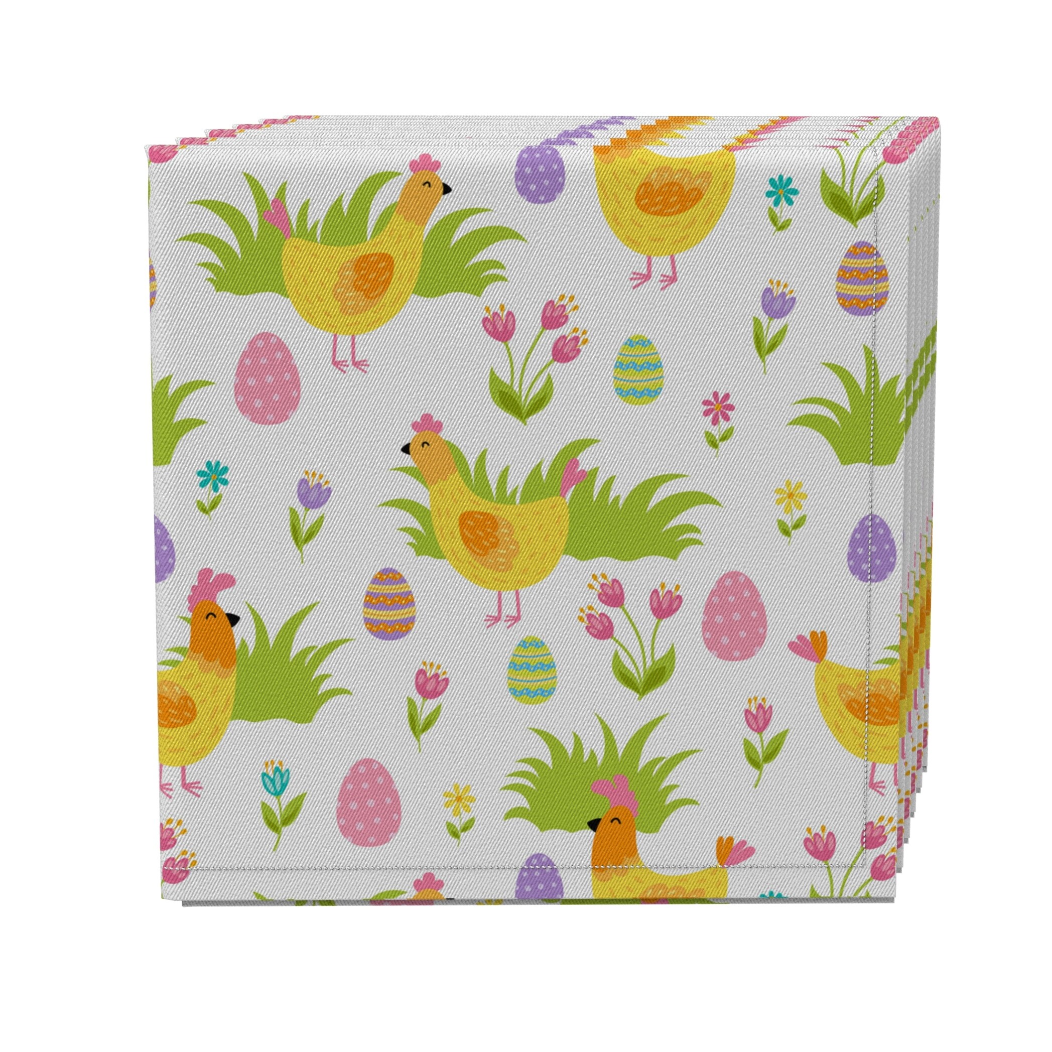 Fabric Textile Products, Inc. Napkin Set of 4, 100% Cotton, 20x20", Cute Springtime Easter - 20 x 20