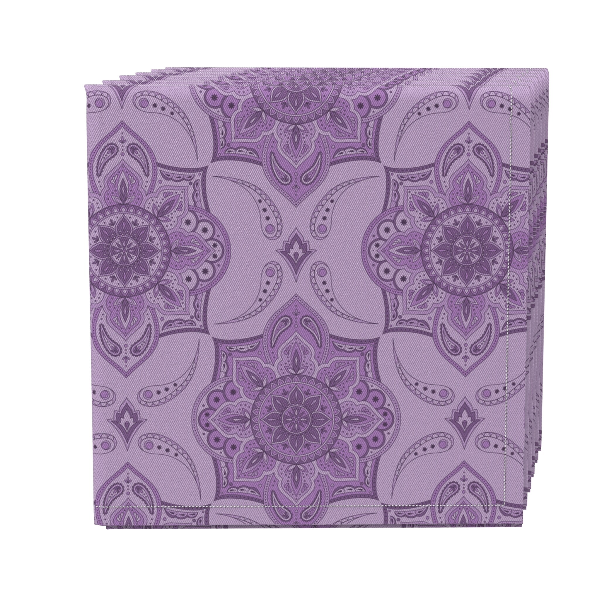 Fabric Textile Products, Inc. Napkin Set of 4, 100% Cotton, 20x20", Purple Damask Paisley - 20 x 20