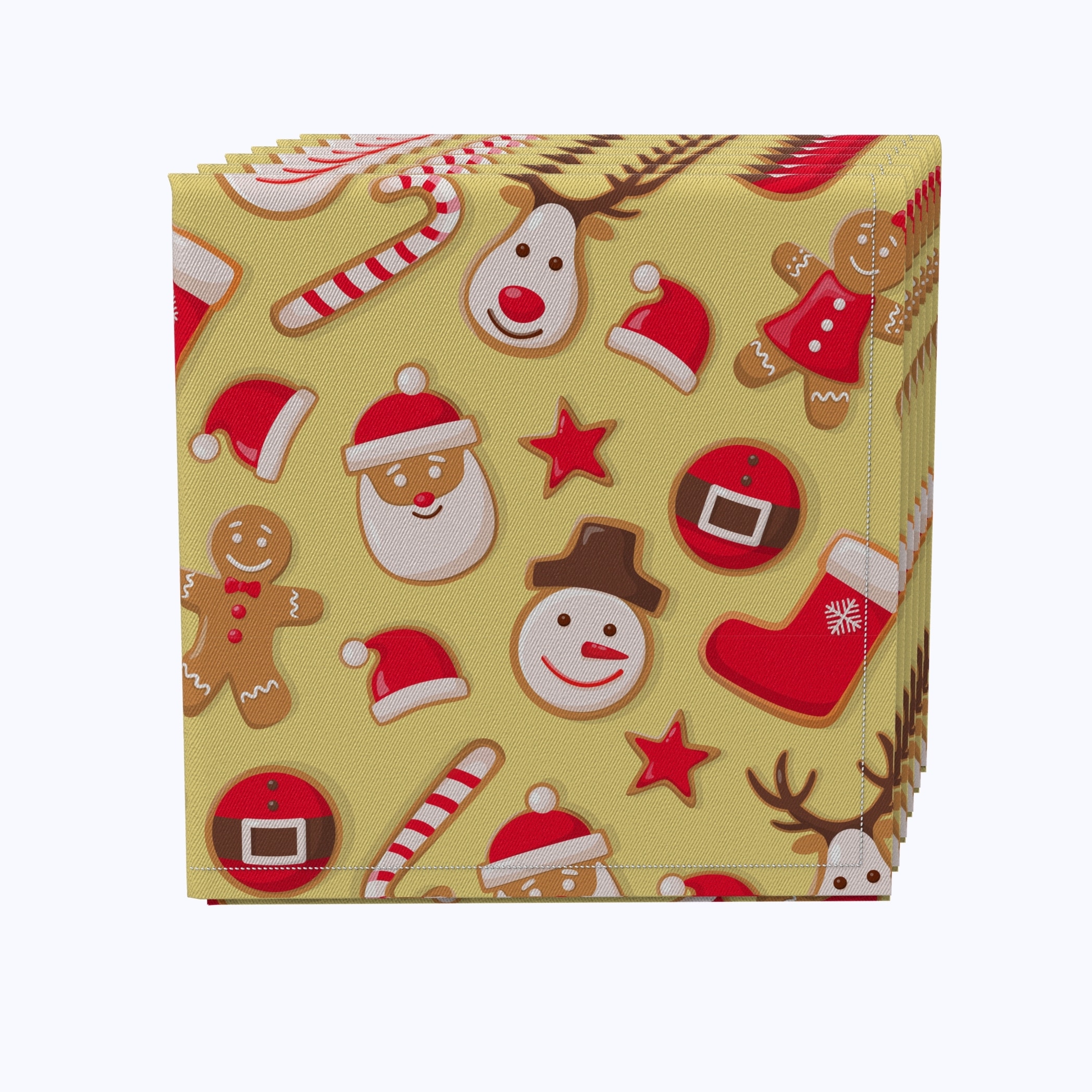 Fabric Textile Products, Inc. Napkin Set of 4, 100% Cotton, 20x20", Merry Holiday Cookies - 20 x 20