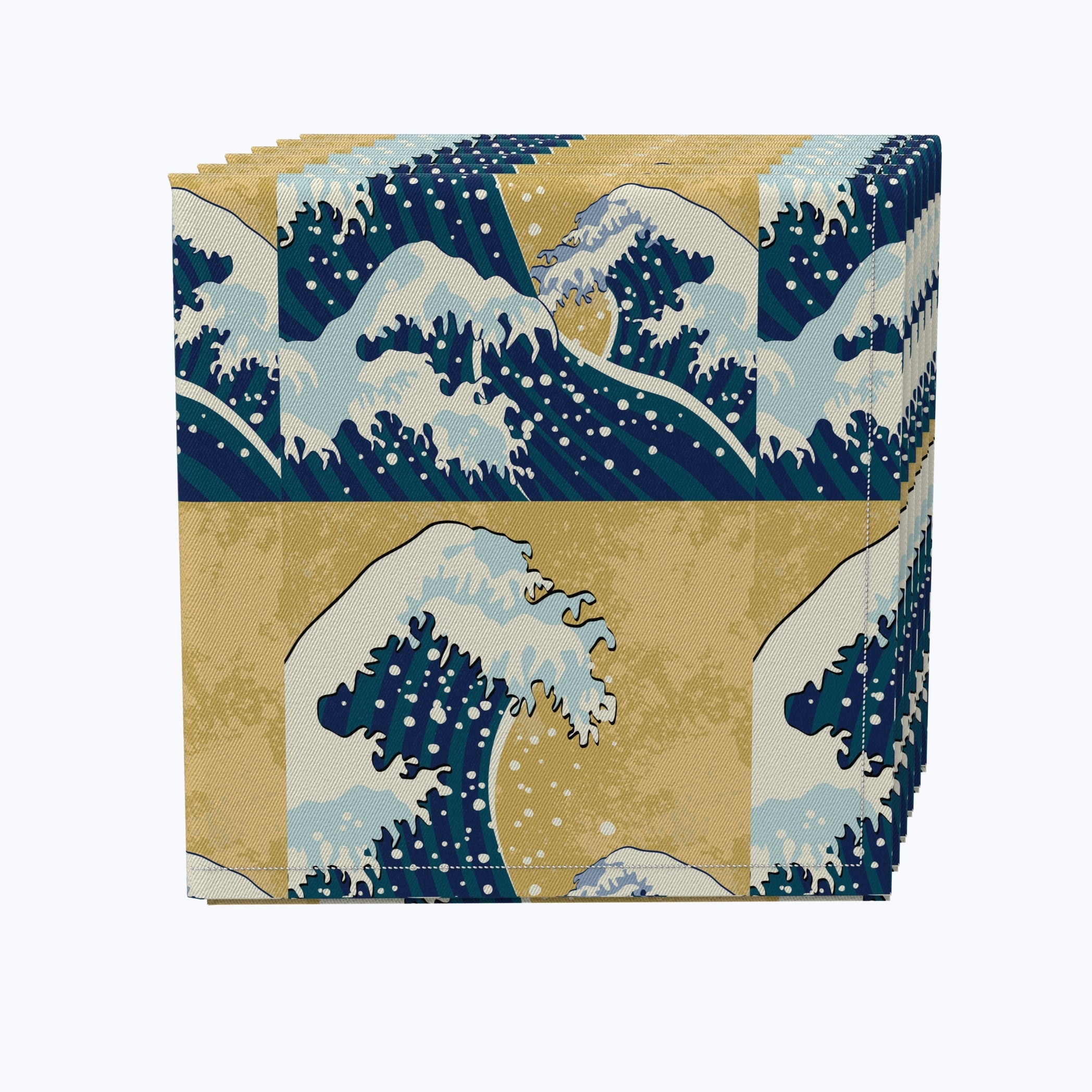 Fabric Textile Products, Inc. Napkin Set of 4, 100% Cotton, 20x20", Japanese Wave Painting - 20 x 20