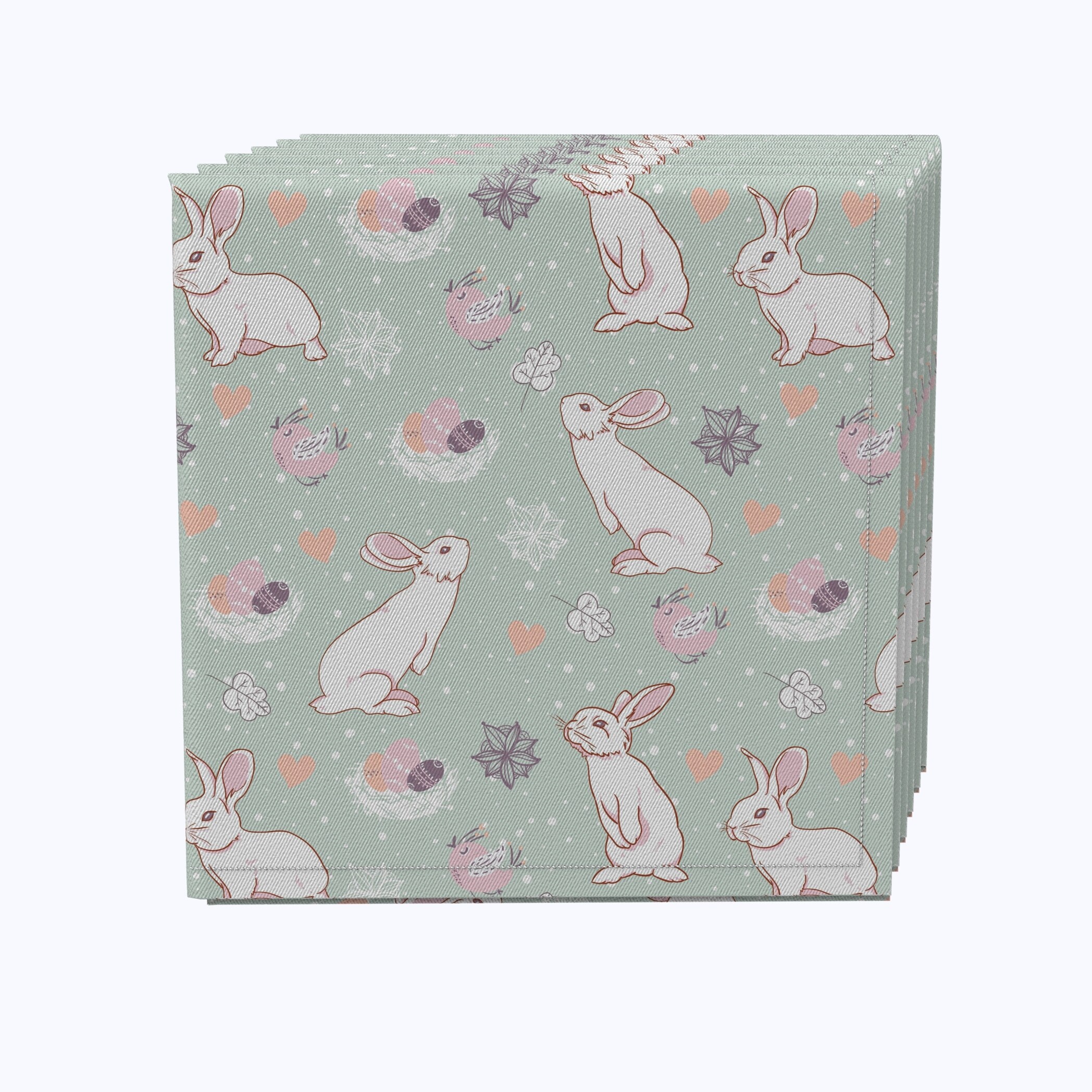 Fabric Textile Products, Inc. Napkin Set of 4, 100% Cotton, 20x20", Springtime Easter - 20 x 20