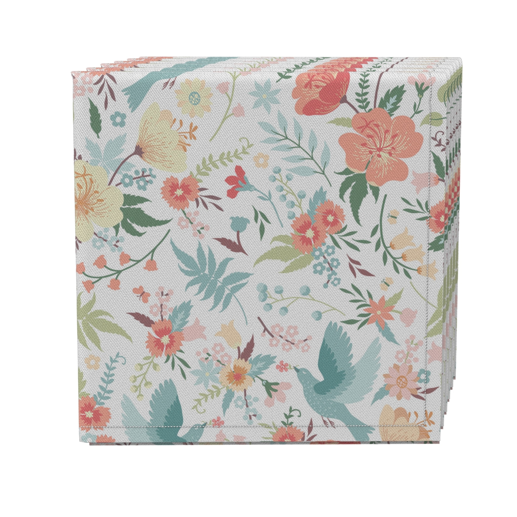 Fabric Textile Products, Inc. Napkin Set of 4, 100% Cotton, 20x20", Summer Style Floral - 20 x 20