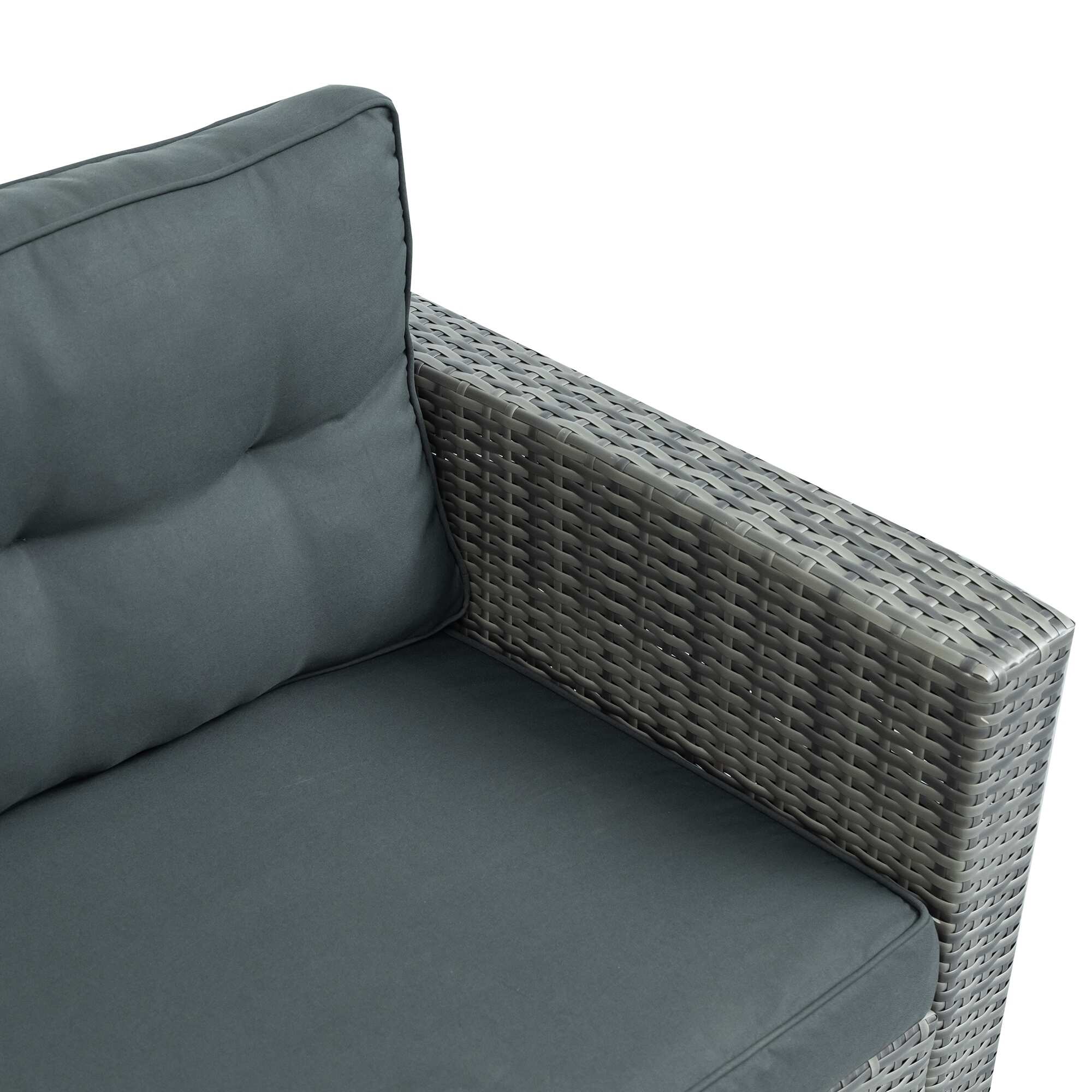 4-Piece Outdoor Furniture Rattan Sofa Set with Storage Box
