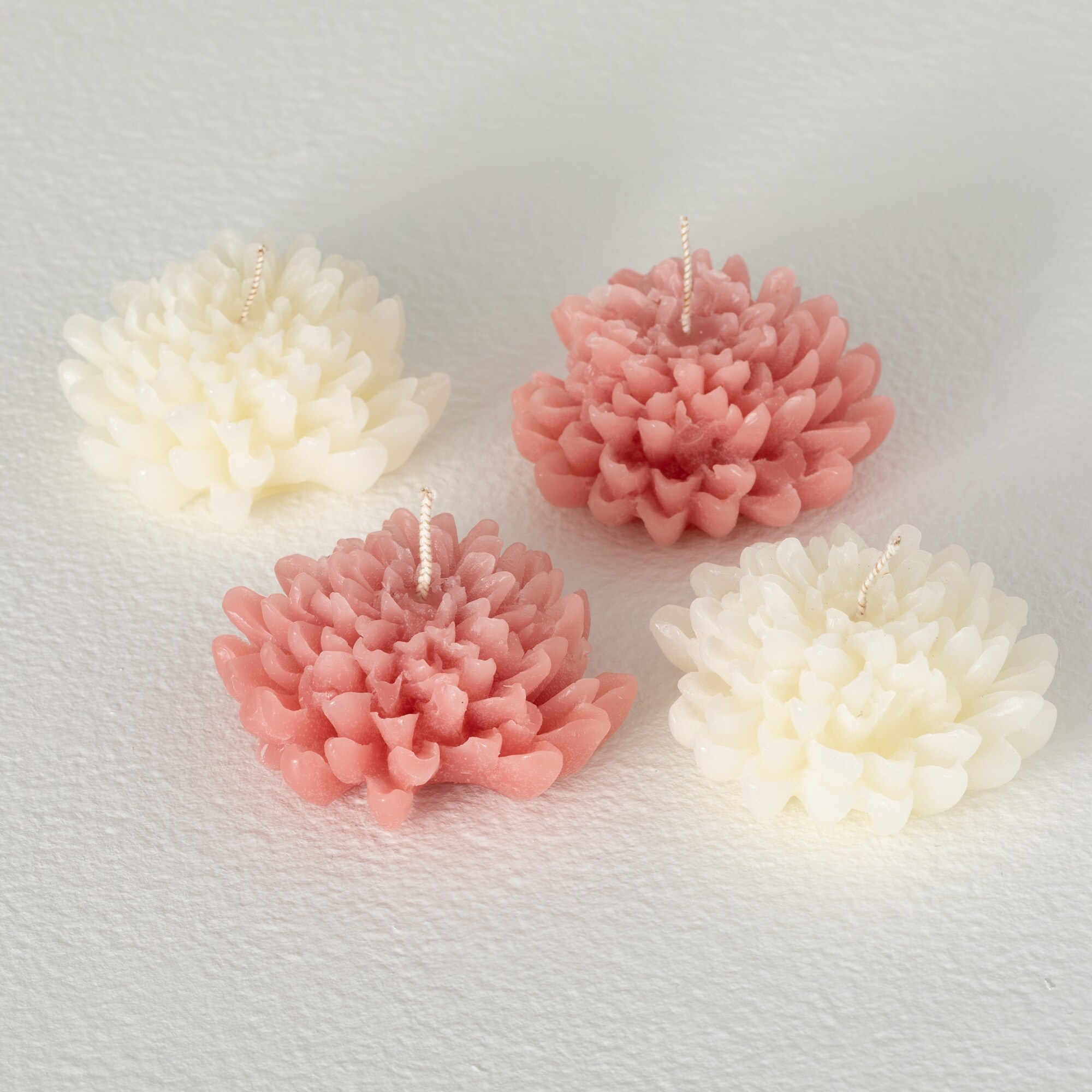 2"H Sullivans Blooming Flower Candle - Set of 4, Pink - 2.5"L x 2.5"W x 2"H