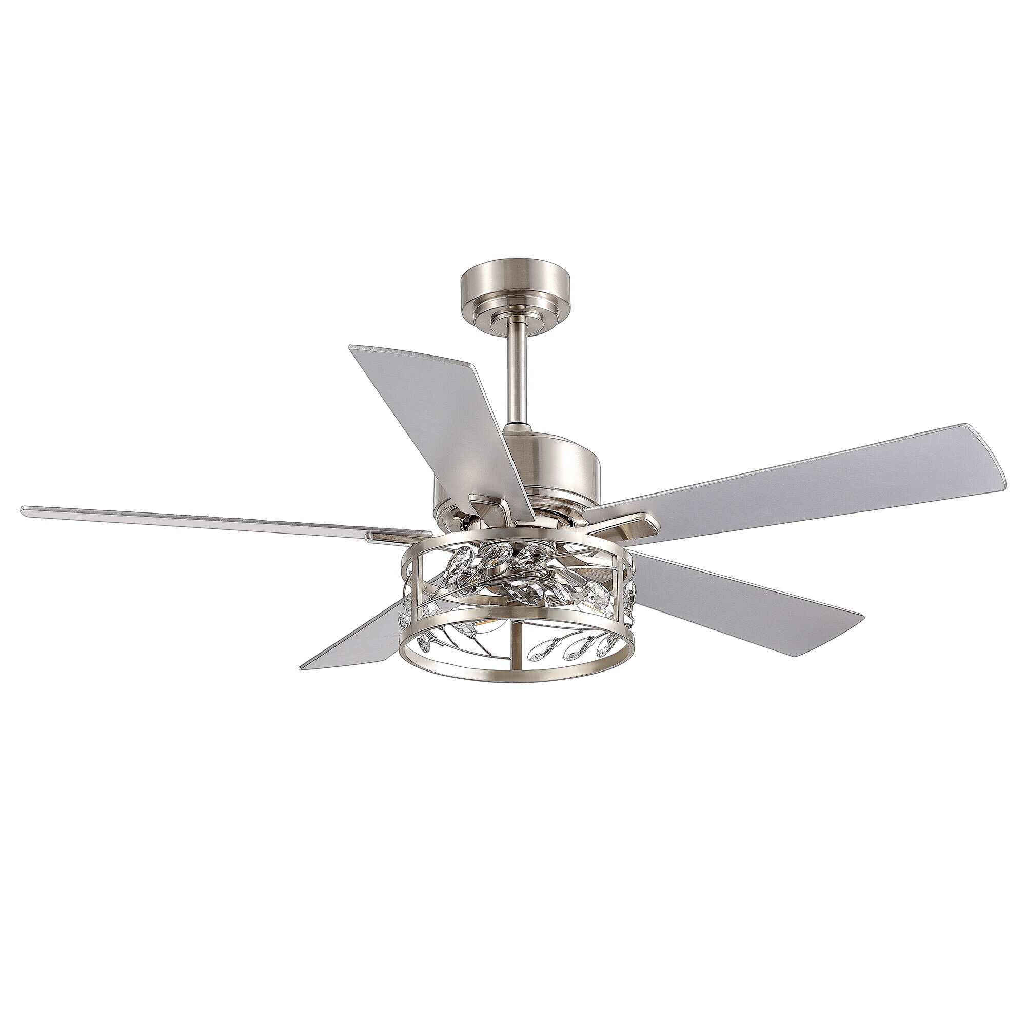 52" 5 Blade Bedroom Ceiling Fans with Crystal Lights Remote Control - 52 Inch