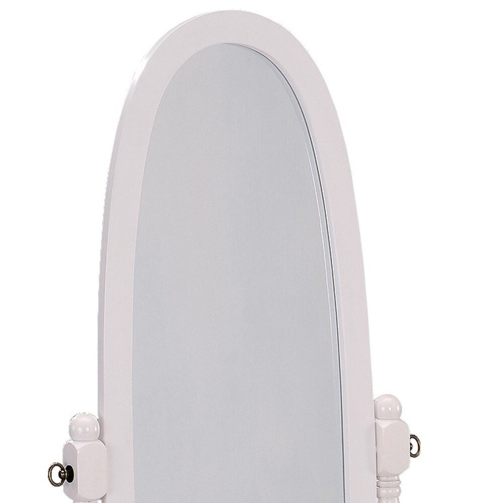 HomeRoots 60" Painted Oval Cheval Standing Mirror Freestanding With Frame - 21