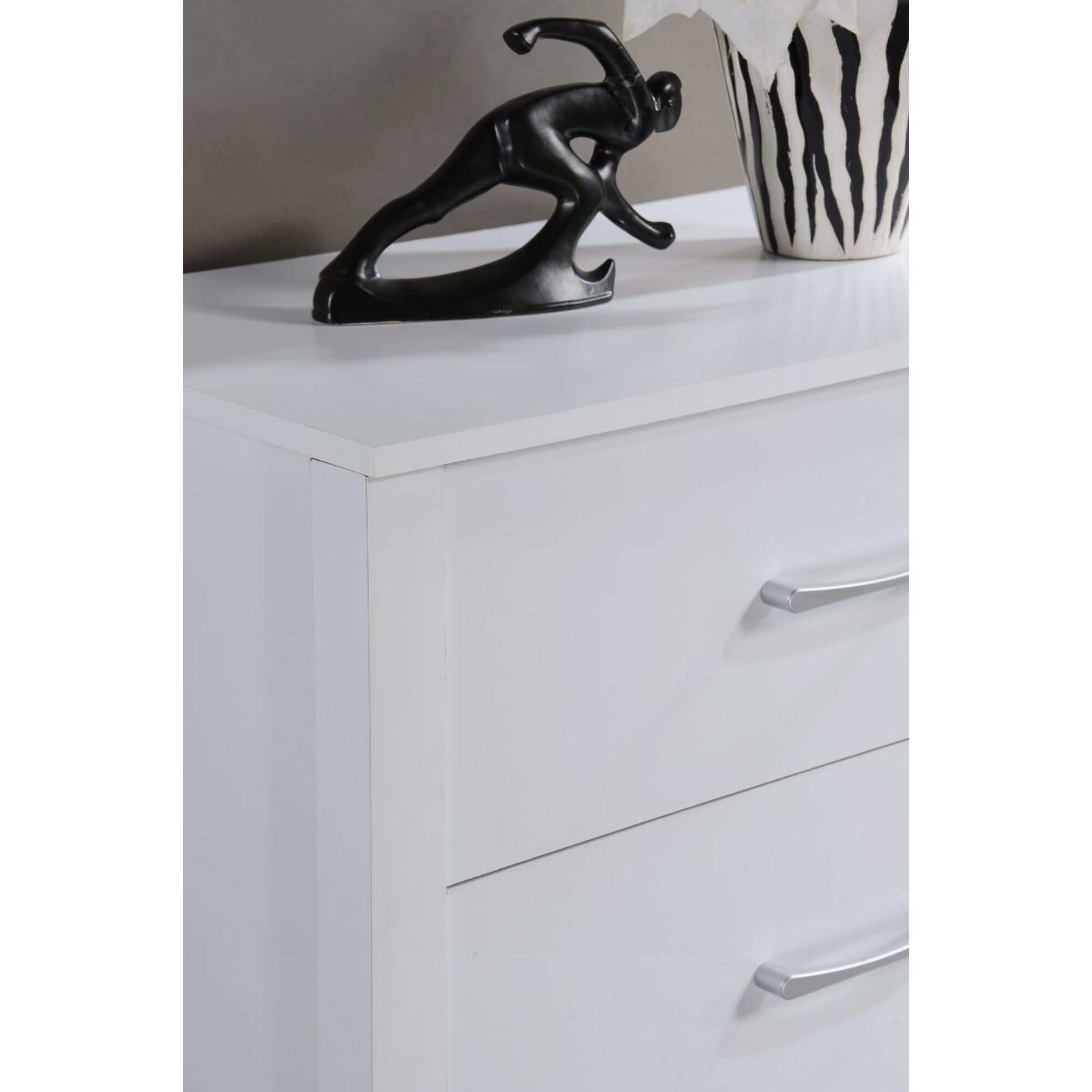 40" White and Silver Rectangular 4-Drawer Chest