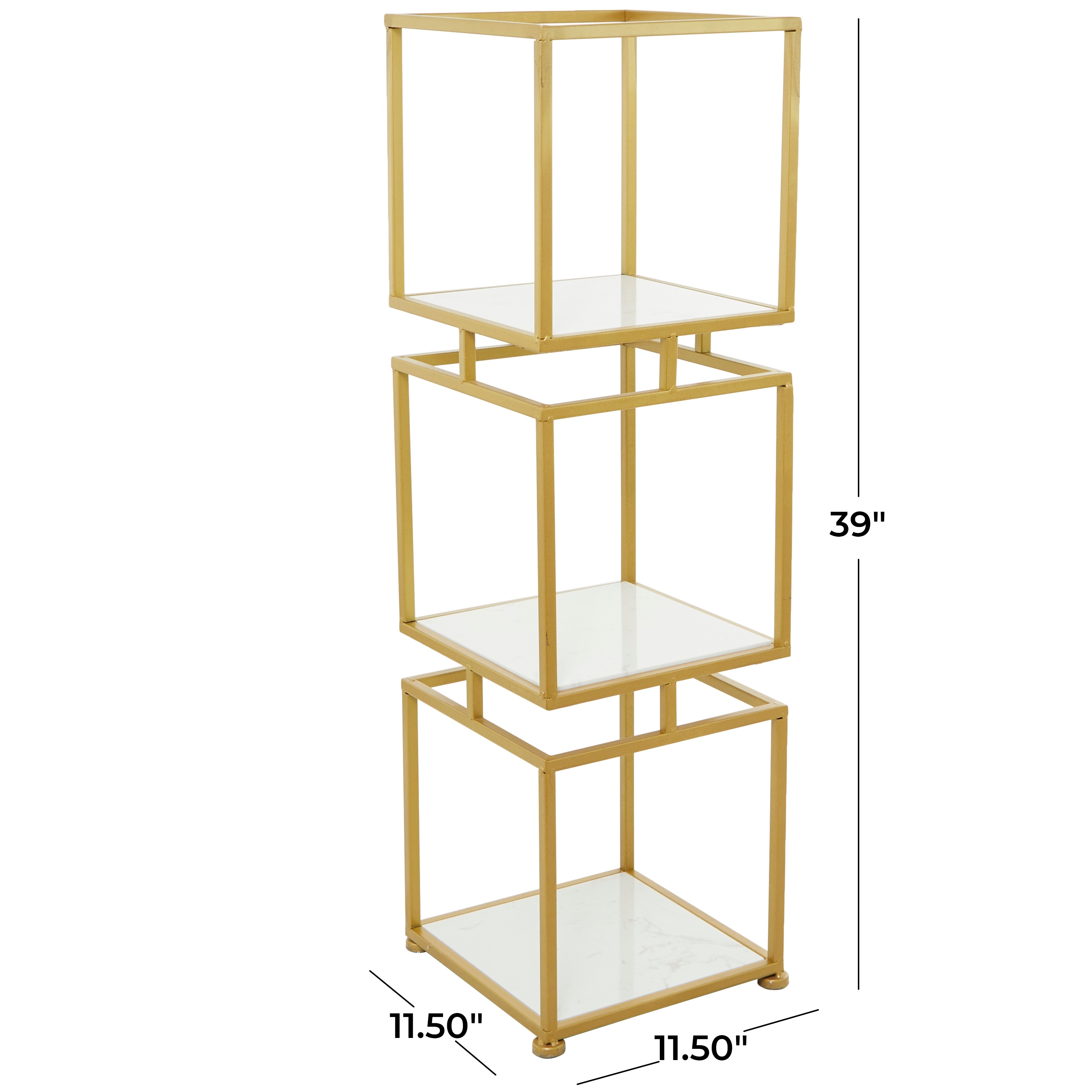 Gold Marble Shelving Unit with 3 Marble Shelves