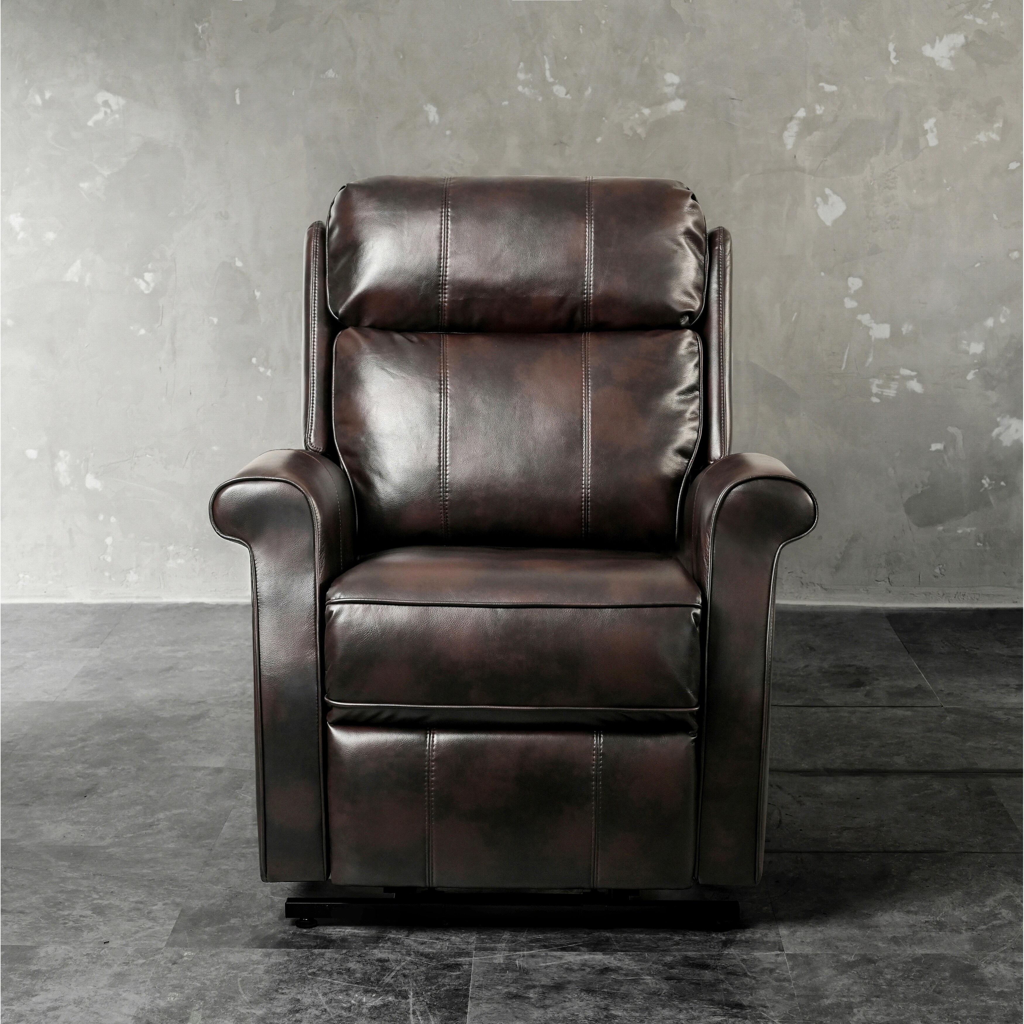 Dark Brown Bonded Leather Power Lift Chair Recliner with Zero-G position, Solid Structure Design