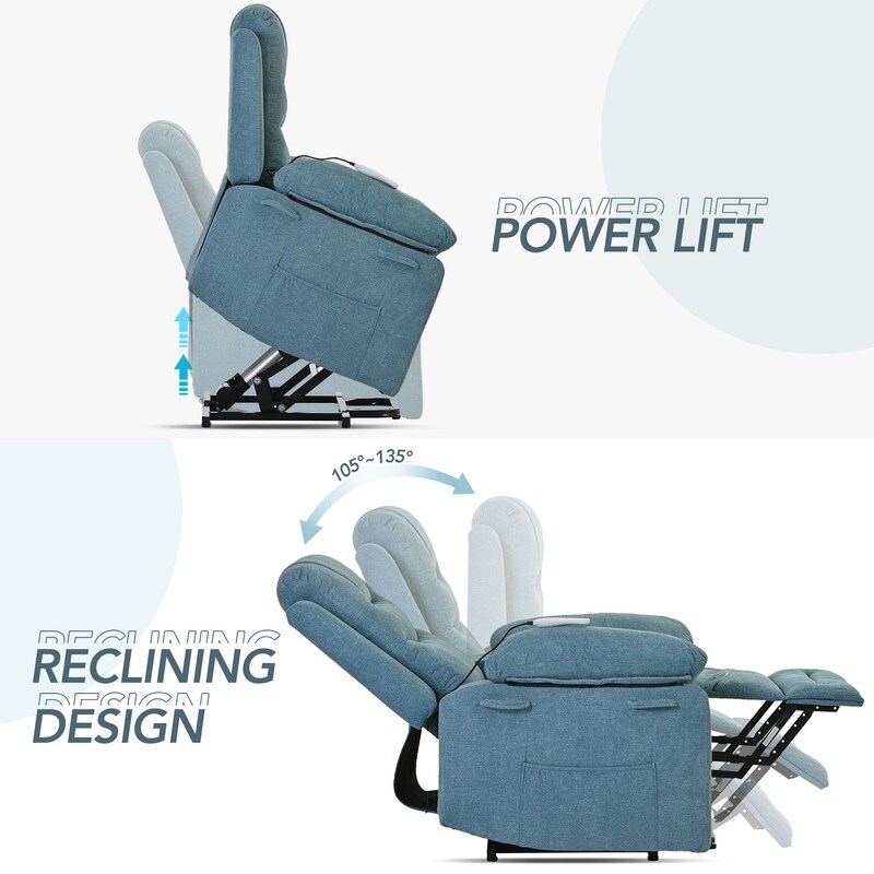 Power Lift Chair for Elderly with Adjustable Massage and Heating Function,Recliner Chair with Infinite Position and Side Pocket