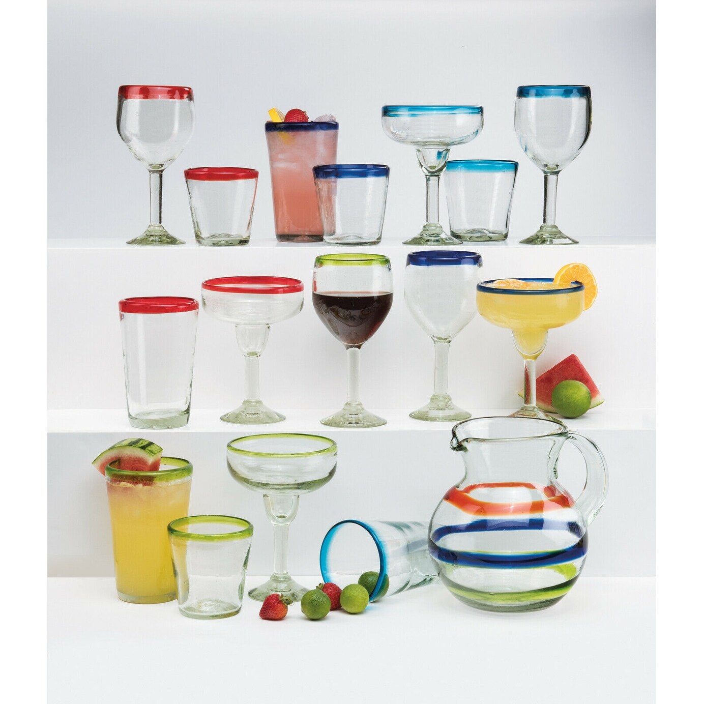 Amici Home Authentic Mexican Handmade Hiball Glass Set of 6 - 16 oz