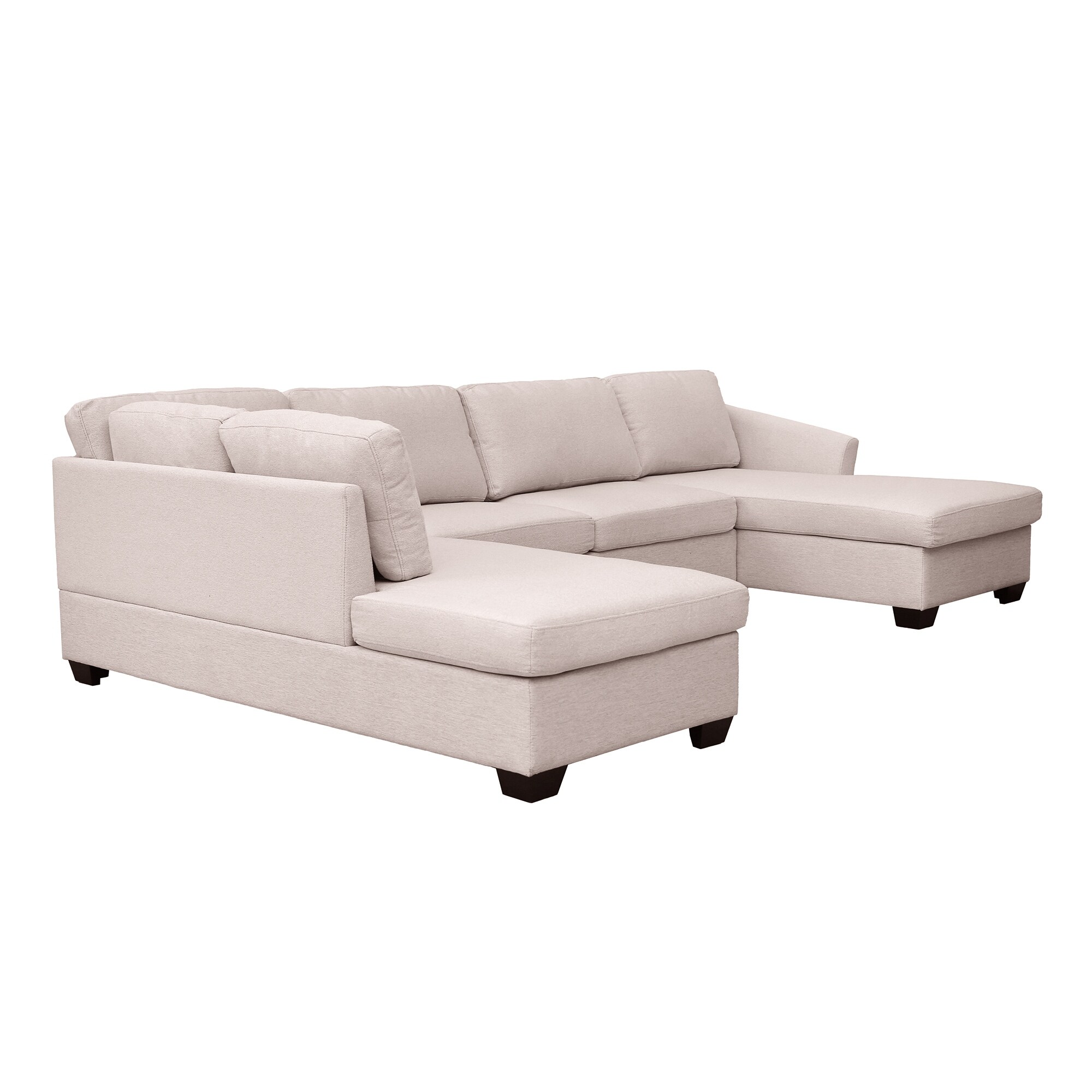 Beige Breathable Fabric U-Shape Sectional Sofa with Double Chaise Lounge, Thick Foam Padding, Removable Seat Cushions