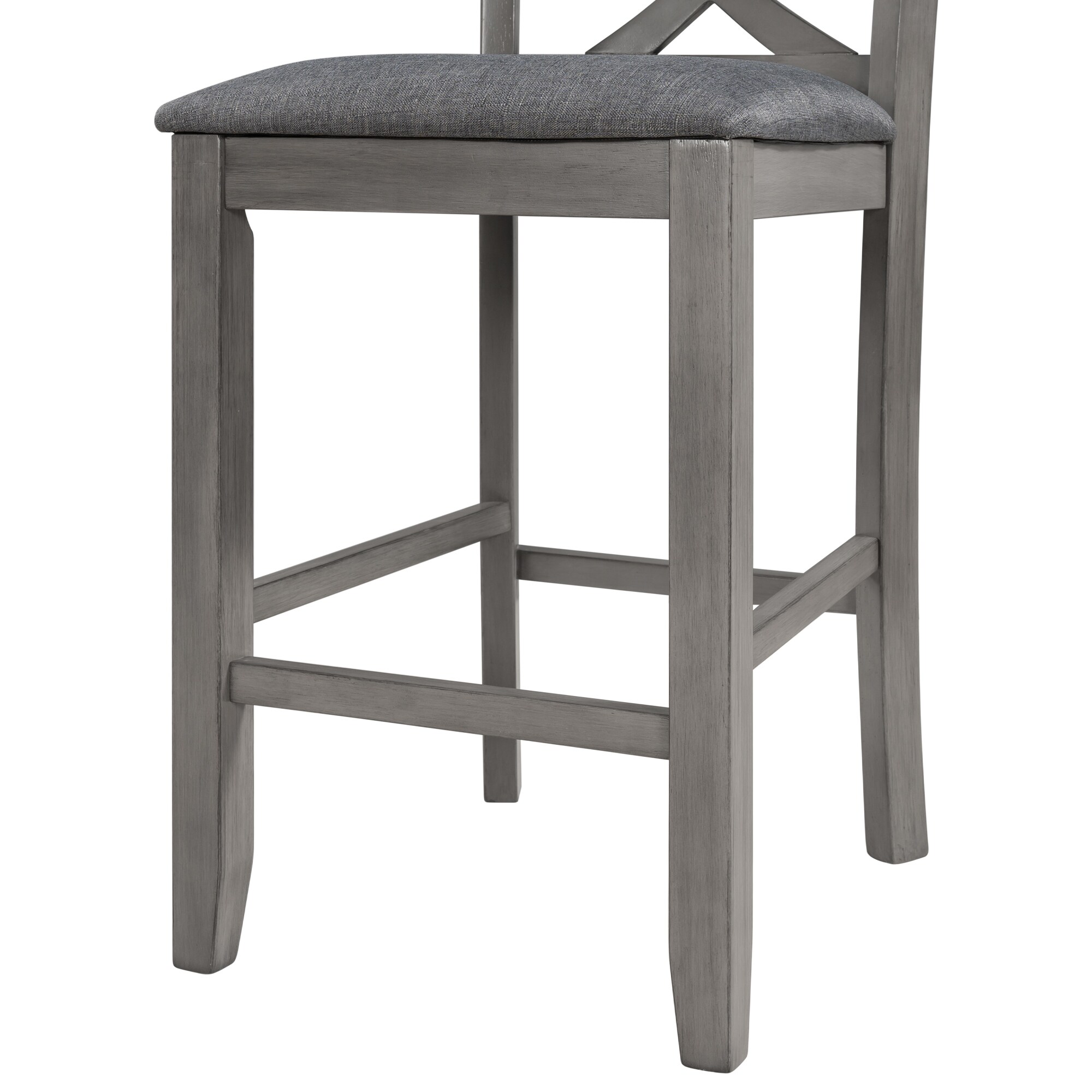 Farmhouse 2 Piece Padded Counter Height Kitchen Dining Chairs with Cross Back for Small Places, Gray